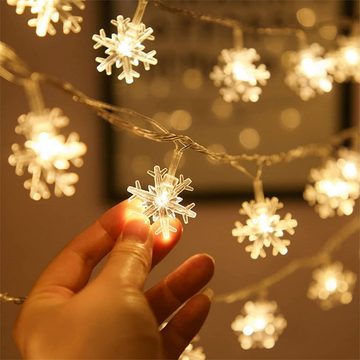 Alster Herz LED-Lichterkette Schneeflocken LED Lichterkette, Winter Weihnachten, E0204, Weihnachten Beleuchtung