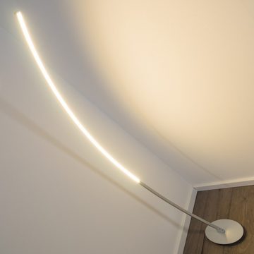 hofstein Stehlampe »Brie« LED Designer Standlampe in Aluminiumgebürstet, Stehleuchte mit Fußschalter und Kabel, Leselampe, LED 1100 Lumen