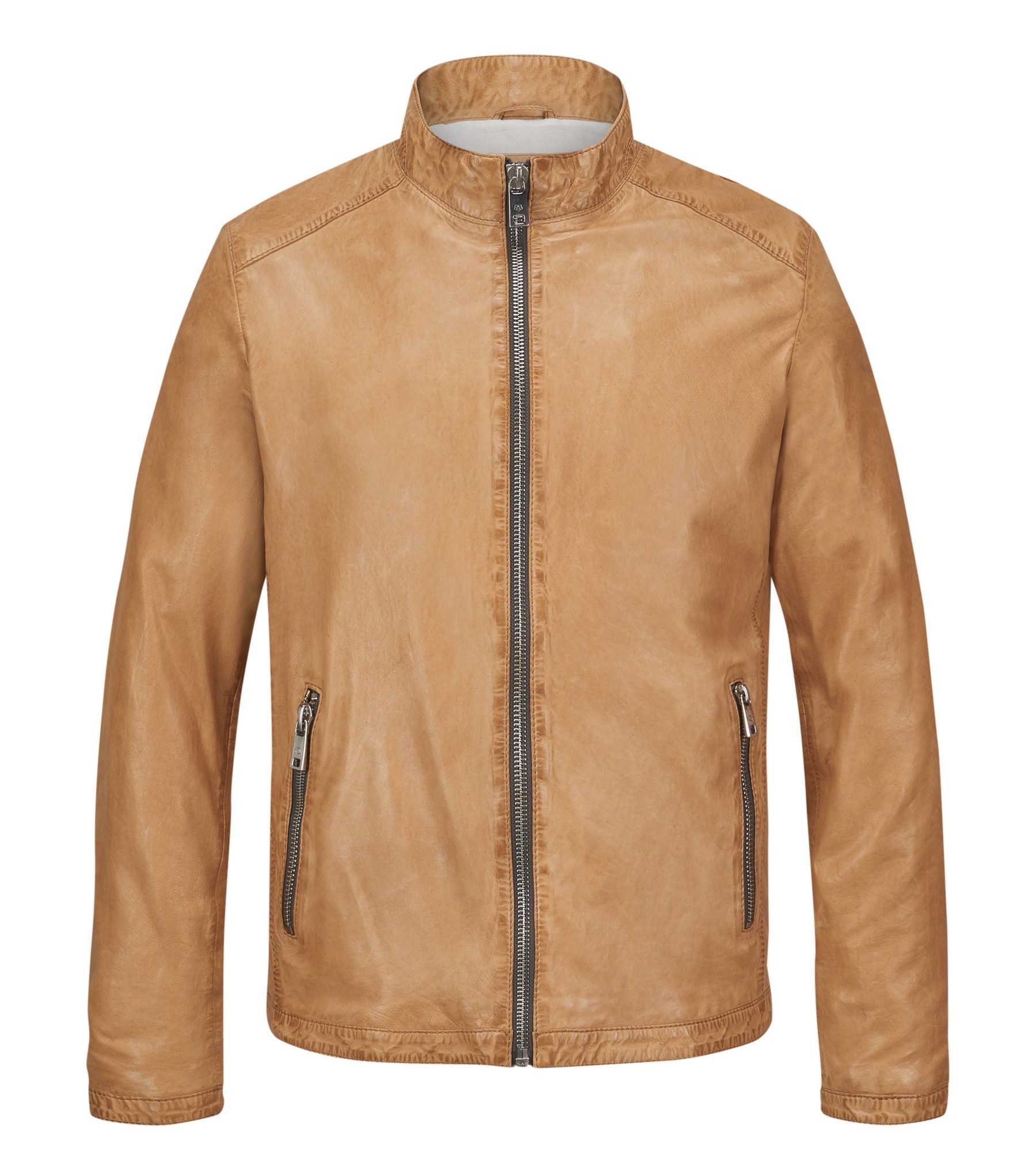 Milestone Lederjacke MSOliverio Handgewachstes Lammleder im modernen Bikerlook