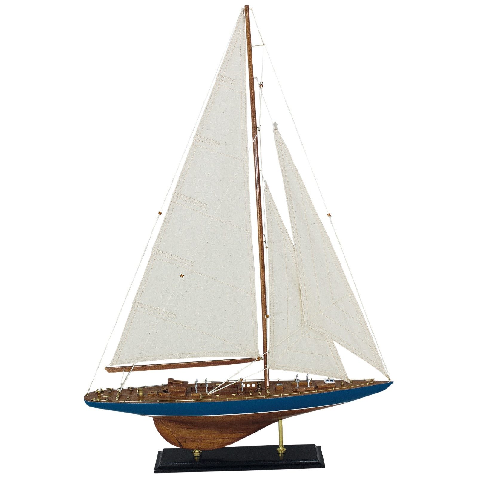 Aubaho Dekoobjekt Segelyacht Segelschiff Modellschiff Holz Schiff - kein Bausatz