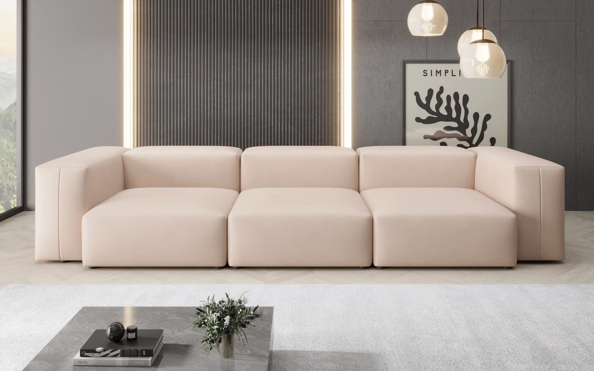 Luxusbetten24 Sofa Designer 3 Sitzer Sofa Snug, mit Bezug aus Echtleder