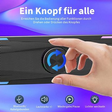 yozhiqu Drahtloser Bluetooth 5.0-Lautsprecher-Subwoofer – ideal für Fernseher Bluetooth-Lautsprecher (Dynamische Lichteffekte, professionelleDual-Mode-Soundeffekte)