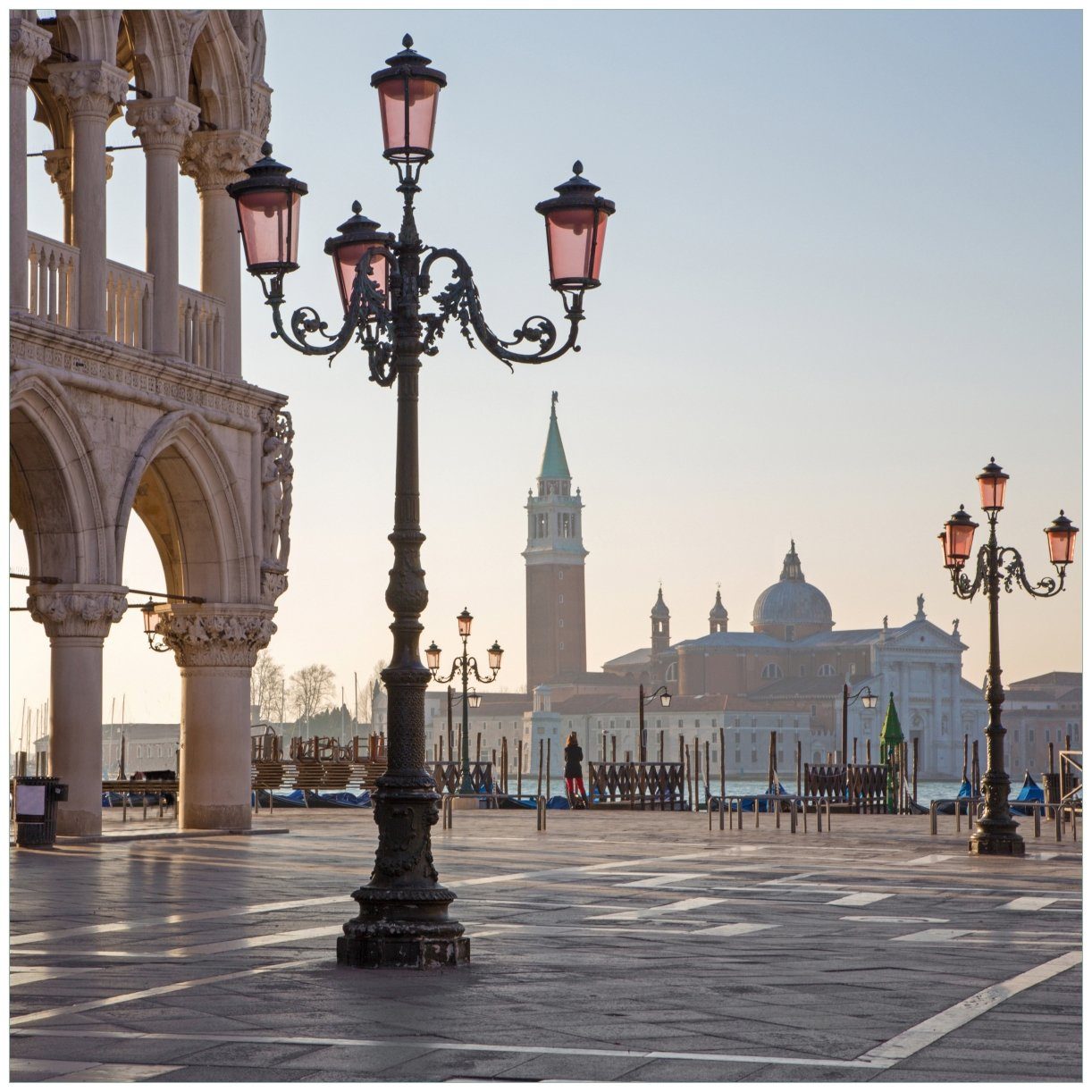Wallario Tischplatte Venedig - Dogenpalast, Markusplatz und San Giorgio Maggiore II (1 St), für Ikea Lack Tisch geeignet