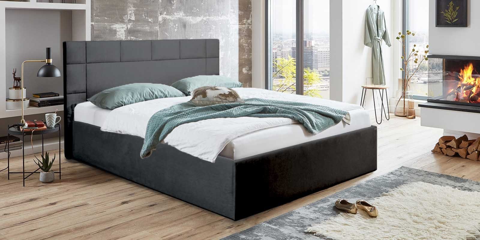 Halmon Schlafkomfort Betten Polsterbett Oster (erhältlich in 6 Größen und 7 attraktiven Farben mit oder ohne Matratze), inkl. Lattenrost bei Ausführung mit Matratze