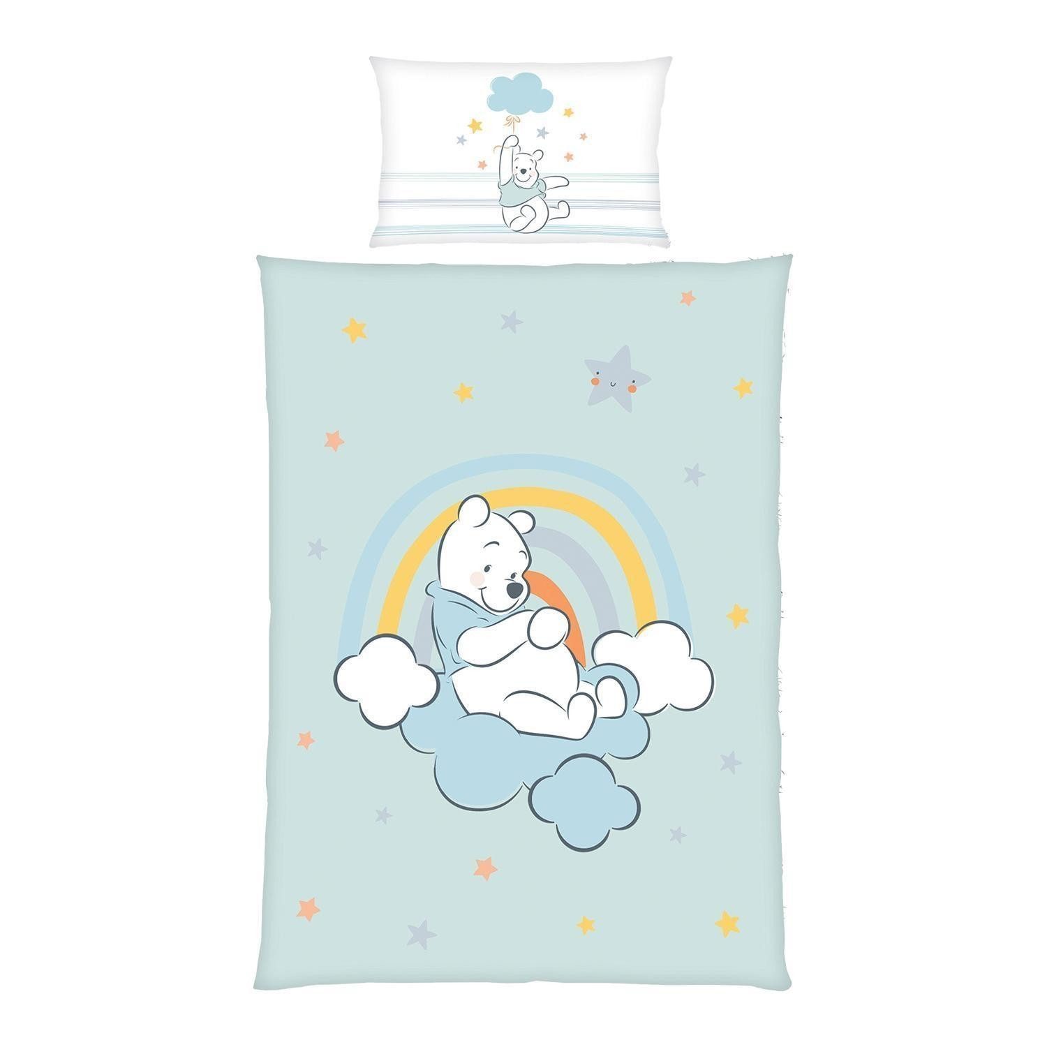 Herding Babybettwäsche WINNIE POOH, 100 x 135 cm, Blau, Weiß, Grau, Baumwol günstig online kaufen