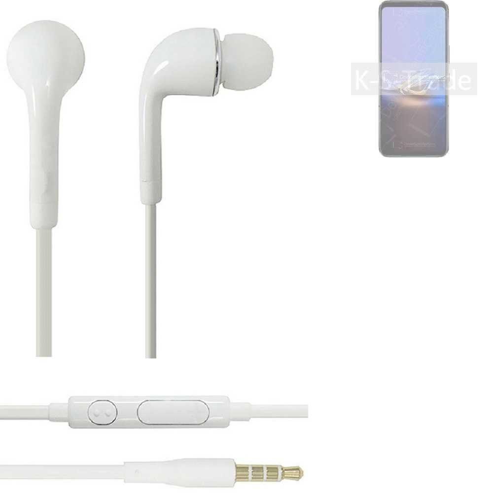 K-S-Trade für Asus ROG Phone 6D Ultimate In-Ear-Kopfhörer (Kopfhörer Headset mit Mikrofon u Lautstärkeregler weiß 3,5mm)