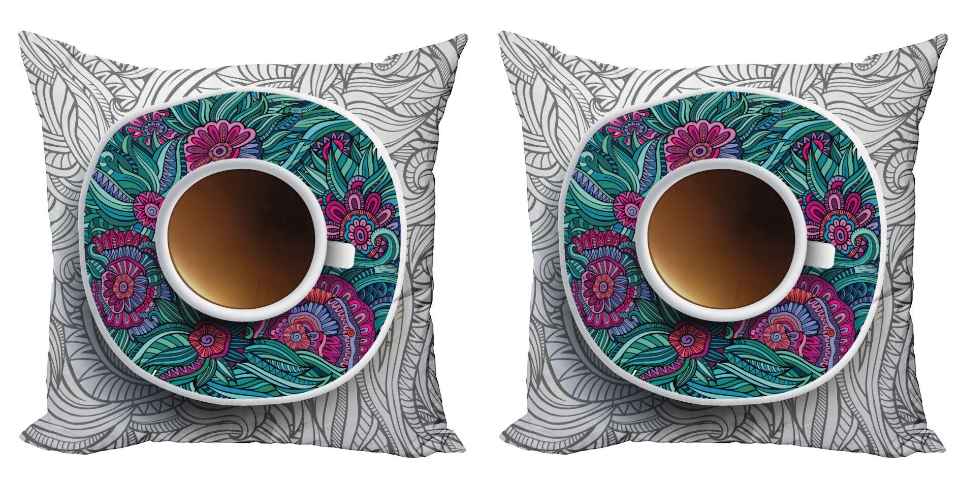 Kissenbezüge Modern Accent Doppelseitiger Digitaldruck, Abakuhaus (2 Stück), Kaffee Kaffee und Kräutertee