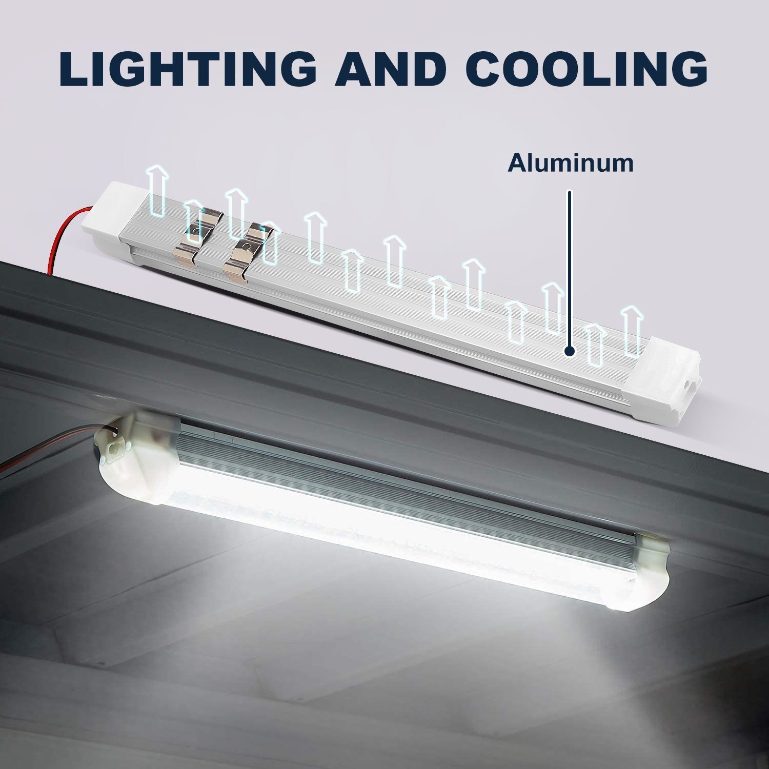 LETGOSPT LED-Streifen für LKW Wohnmobile 108LED mit LED Innenbeleuchtung Auto 2 Innenlichtleiste Schalter Stück Leuchtet, Küche Weiß EIN/AUS Van 12V