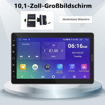 Hikity 10,1 Zoll Touchscreen Android 1 DIN mit GPS Rückfahrkamera Mikrofon Autoradio (Freisprecheinrichtung, Mirror Link Bluetooth FM/RDS)