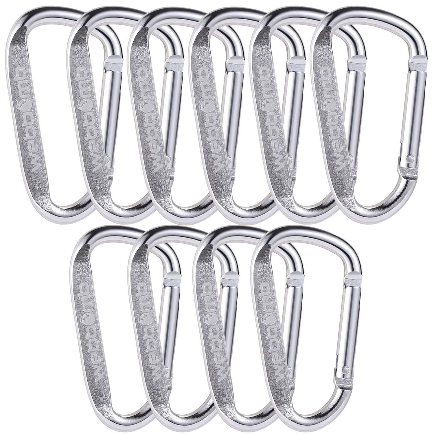 WEBBOMB Karabiner 10 x Bunte Karabinerhaken 6,7/ 8cm Schlüsselanhänger für Camping Sport