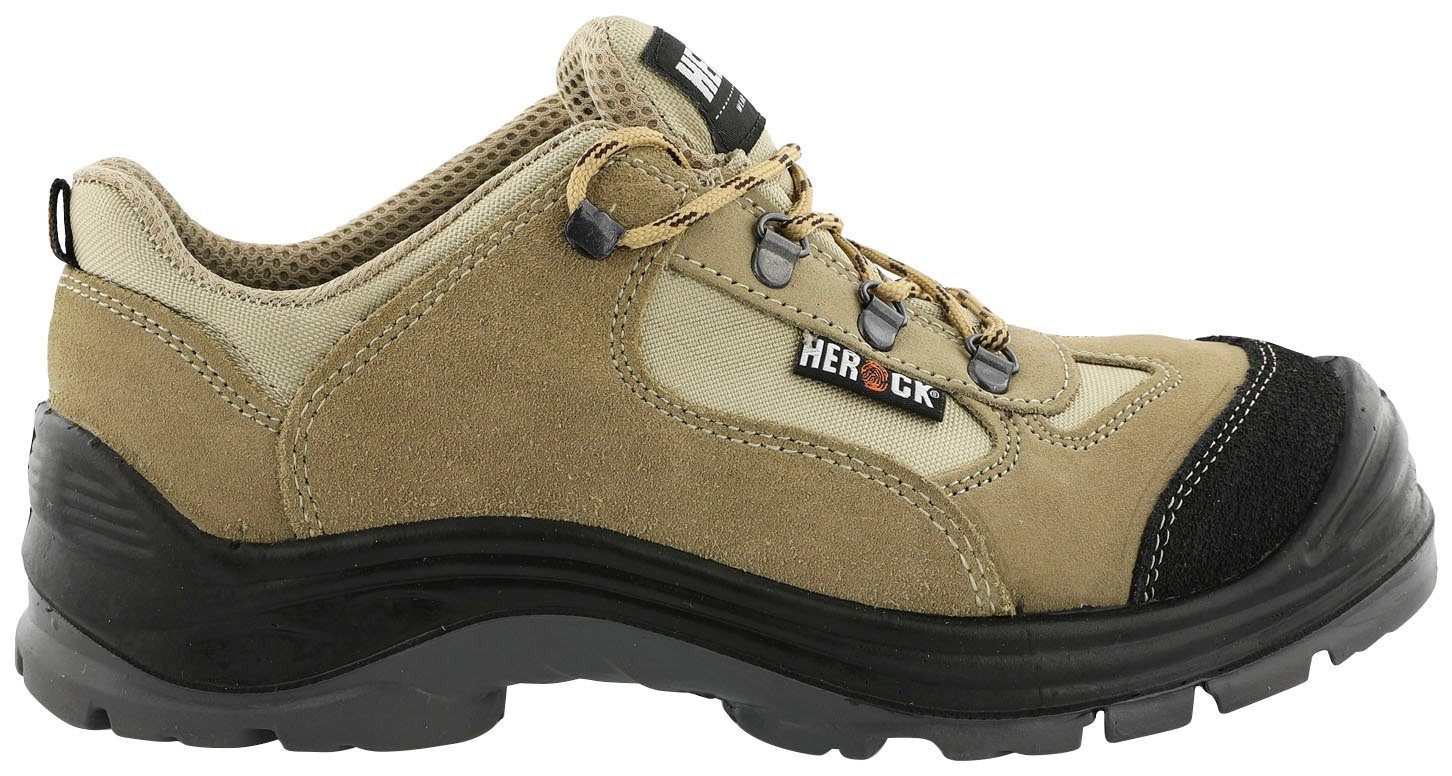 Herock Cross Low S1P Wanderschuhe, echtes Schuhe und Compo rutschhemmend Bequeme Sicherheitsschuh Leder, durchtrittsicher