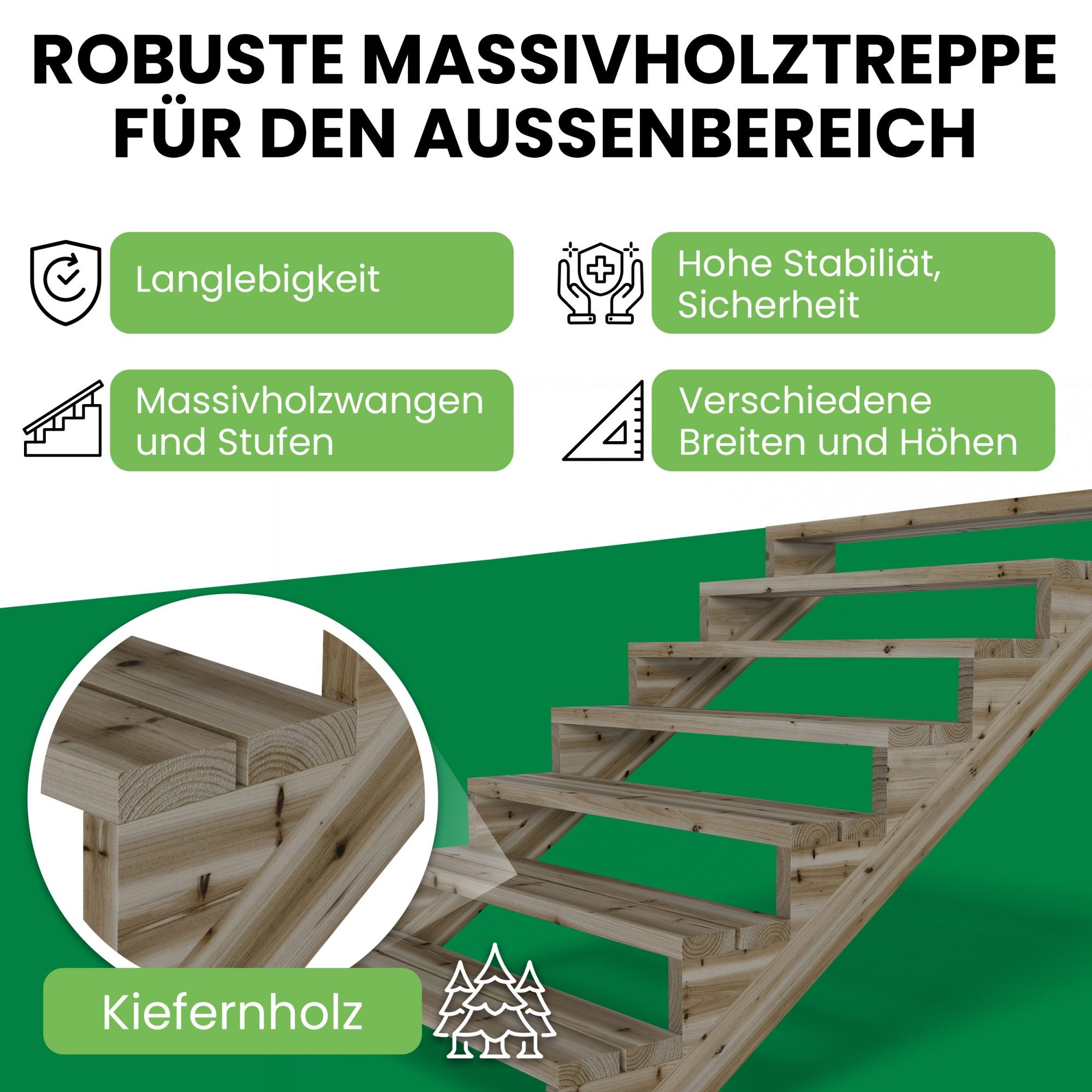 Gartenwelt Riegelsberger Außentreppe Terrassentreppe Kiefer kesseldruckimpr günstig online kaufen