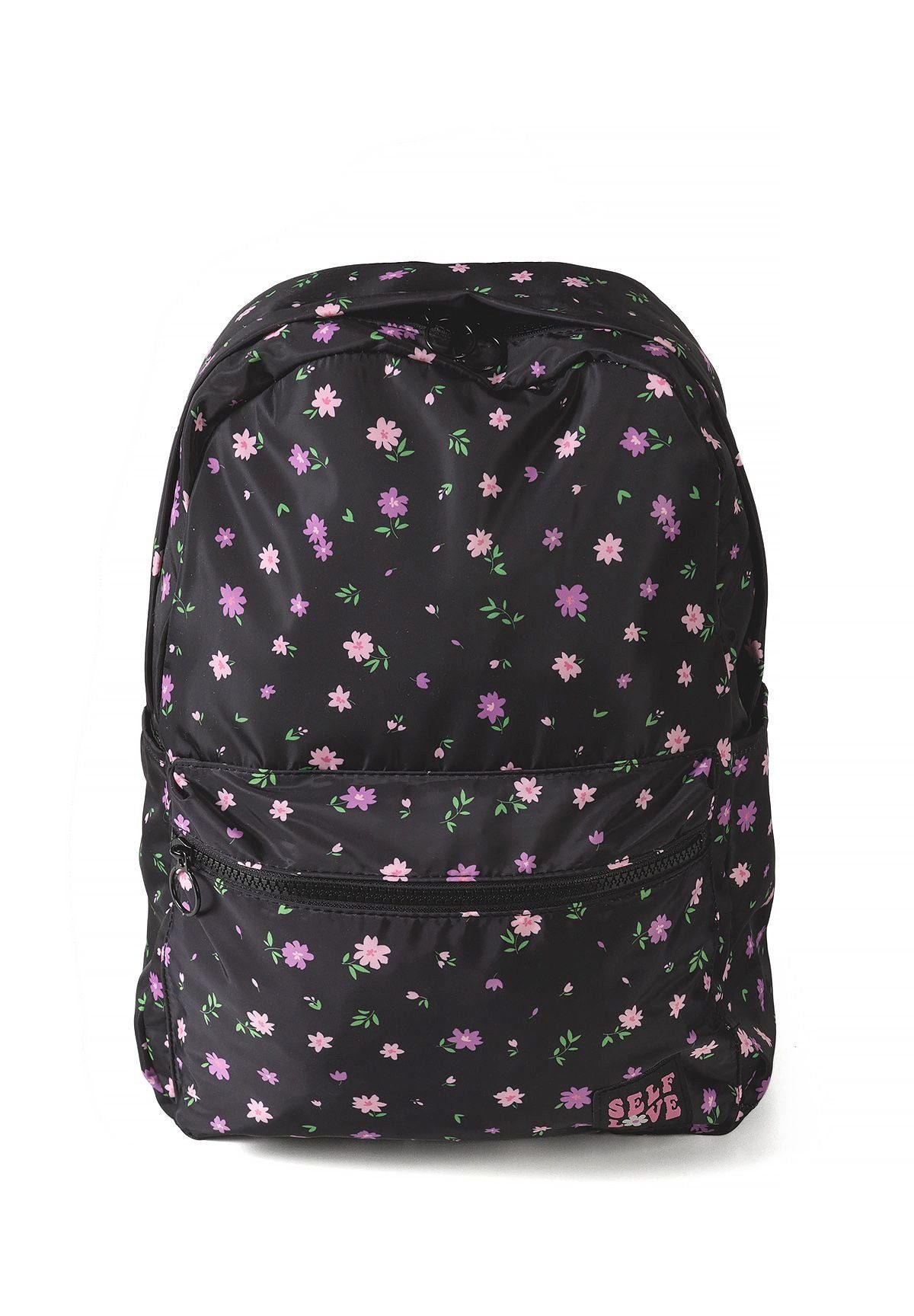 MINOTI Kinderrucksack für Mädchen mit Blumenprint, Self-Love-Aufnäher