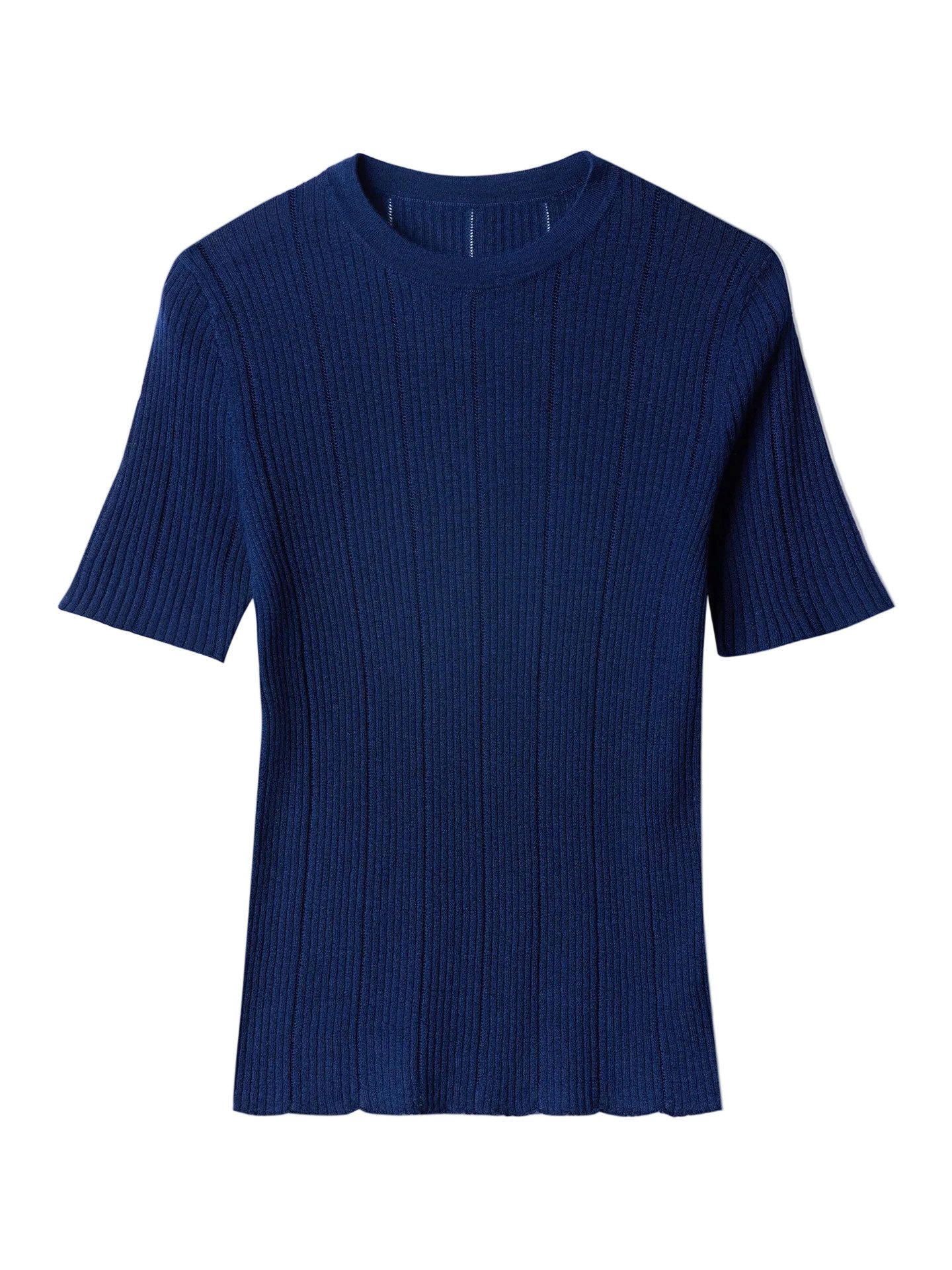 GOBI Cashmere T-Shirt Ajourstrick Top aus Kaschmir-Seide