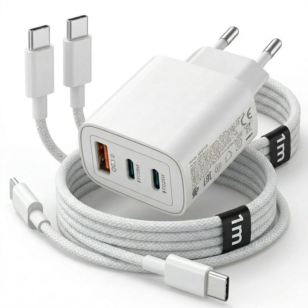 Futurea 50W Ladestecker Fast-Charging Schnellladegerät mit drei Anschlüssen Schnelllade-Gerät (3000 mA, 1-tlg., Einzelartikel, 3 Ports gleichzeitig schnellladen)