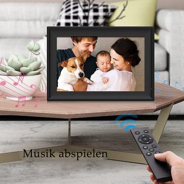 KINSI Digitaler Bilderrahmen 10.1 Zoll,Mit Fernsteuerung, Digitaler Bilderrahmen (Photo Frame,1024*600Pixel, externe SD Karte (bis 32 GB), Schwarz, Weiß)