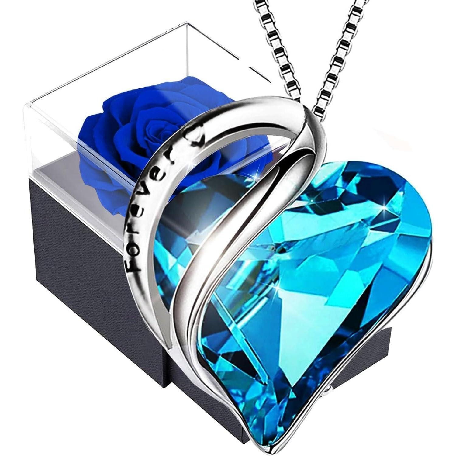 LuxusKollektion Schmuckset Rosebox Ewige Eternal Infinity Rosen Valentinstag Blaue Rose