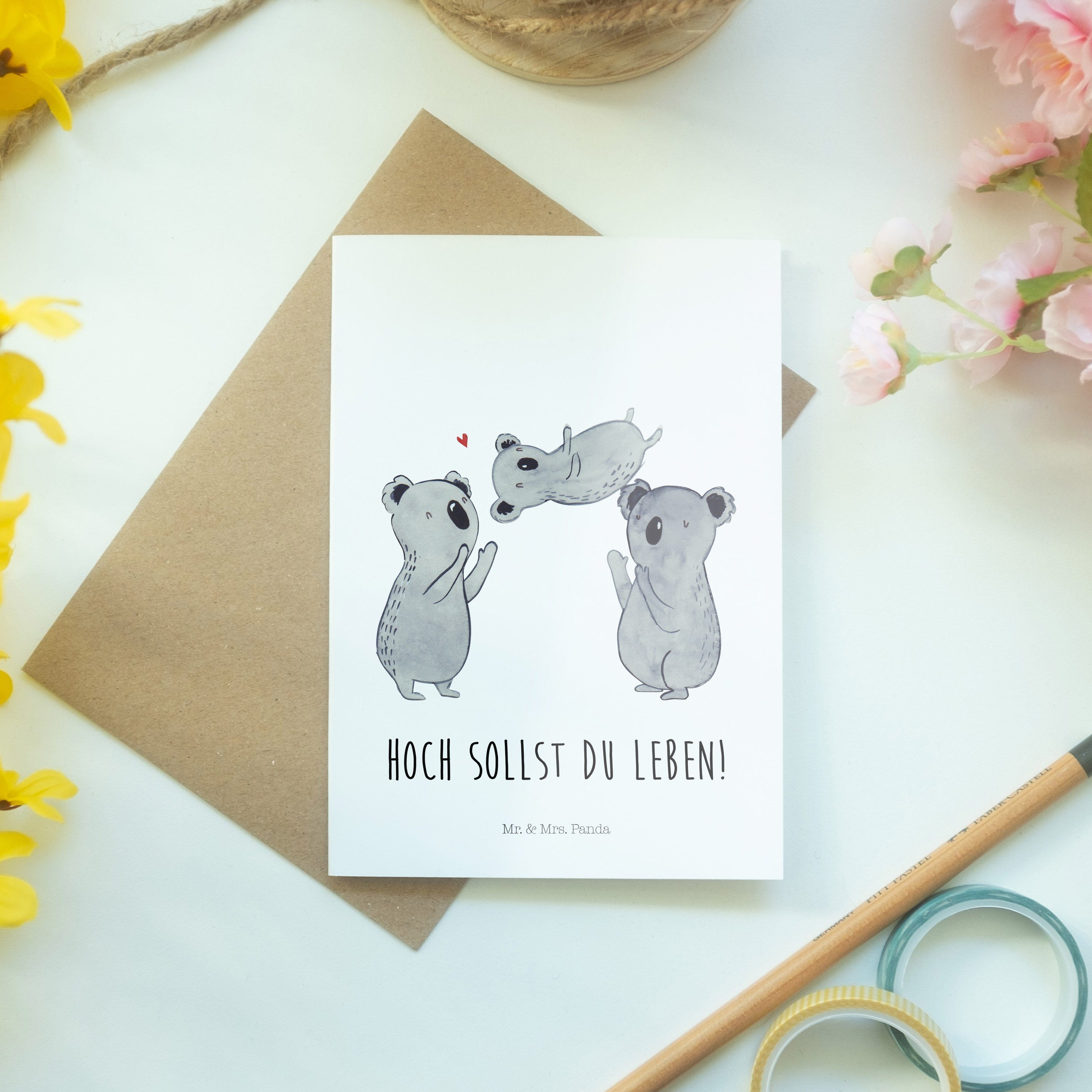 Grußkarte Mrs. Mr. - Feiern Koala Weiß Geschenk, Panda & Sich Geburtstagsfeier, - Karte Eltern,