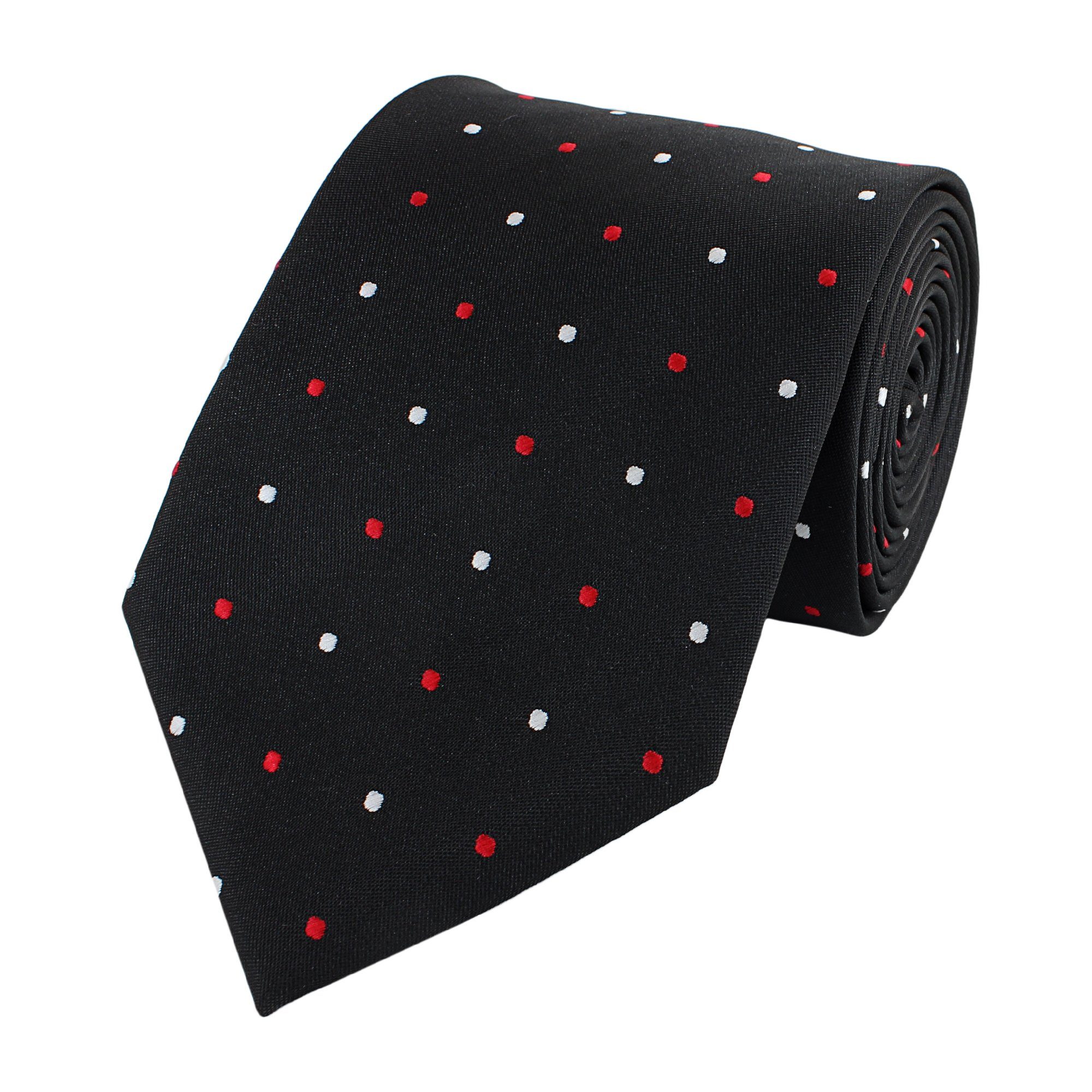 Fabio Farini Krawatte verschiedene Herren Krawatten - Schlips mit Punkten in 8cm Breite (ohne Box, Gepunktet) Breit (8cm), Schwarz (Rot, Weiß)