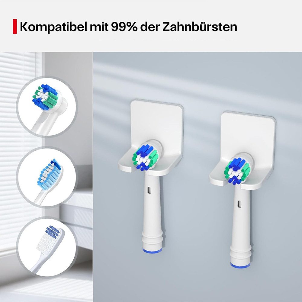 AFKSMILE Zahnbürstenhalter 4 Stück Elektrische Zahnbürste Halter,Selbstklebende Zahnbürstenhalter, Aufsteckbürsten Halterung, Zahnbürstenhalter für die Aufbewahrung