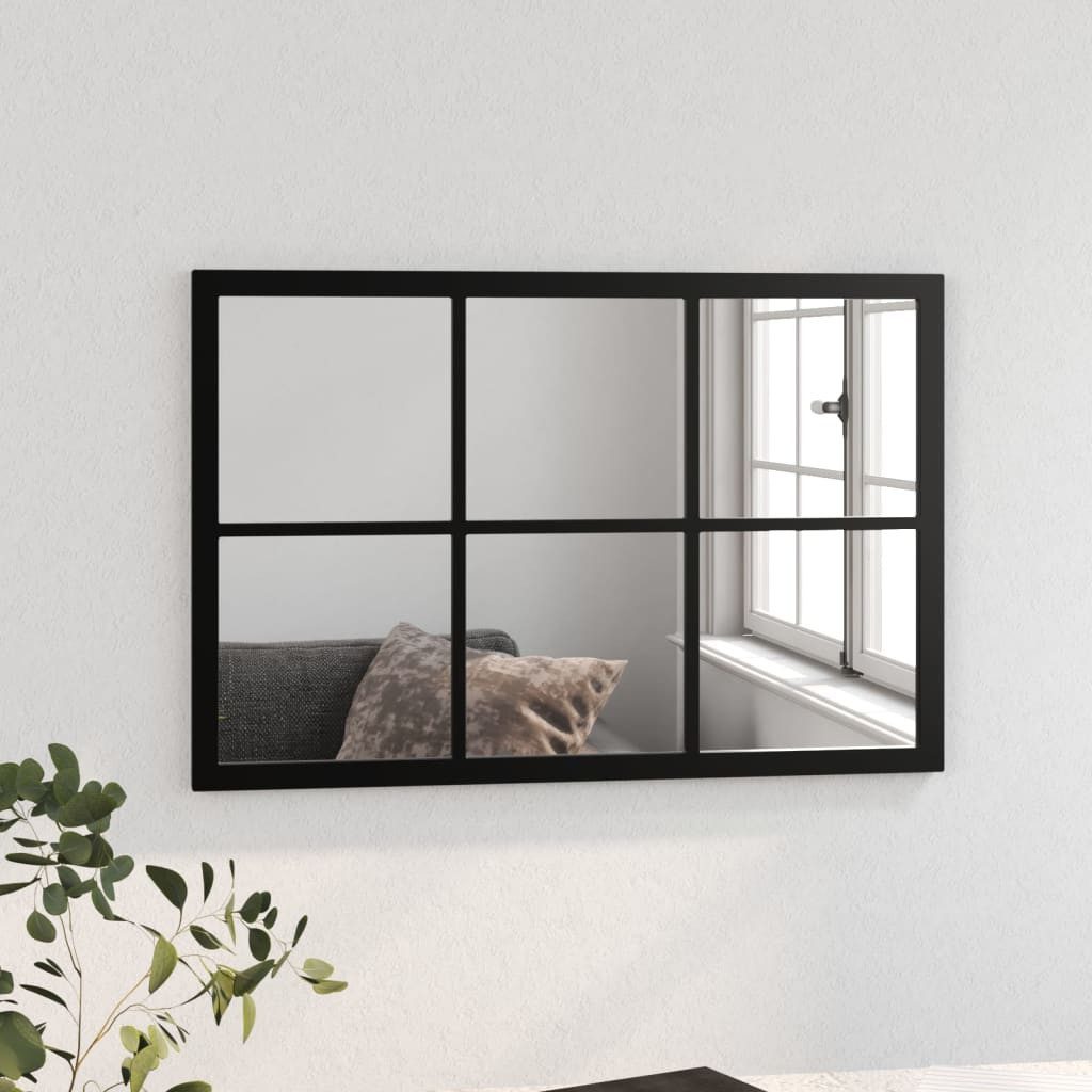 furnicato Wandspiegel Schwarzer 60 x 40 cm mit Metallrahmen (1-St), Glasspiegel mit Haken zur horizontalen oder vertikalen Montage – Bild 3 von 5