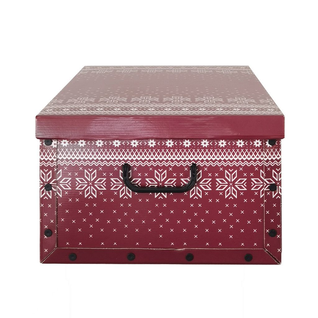 Kreher Aufbewahrungsbox Karton für Christbaumkugeln, Dekor: 'Red Snowflake'