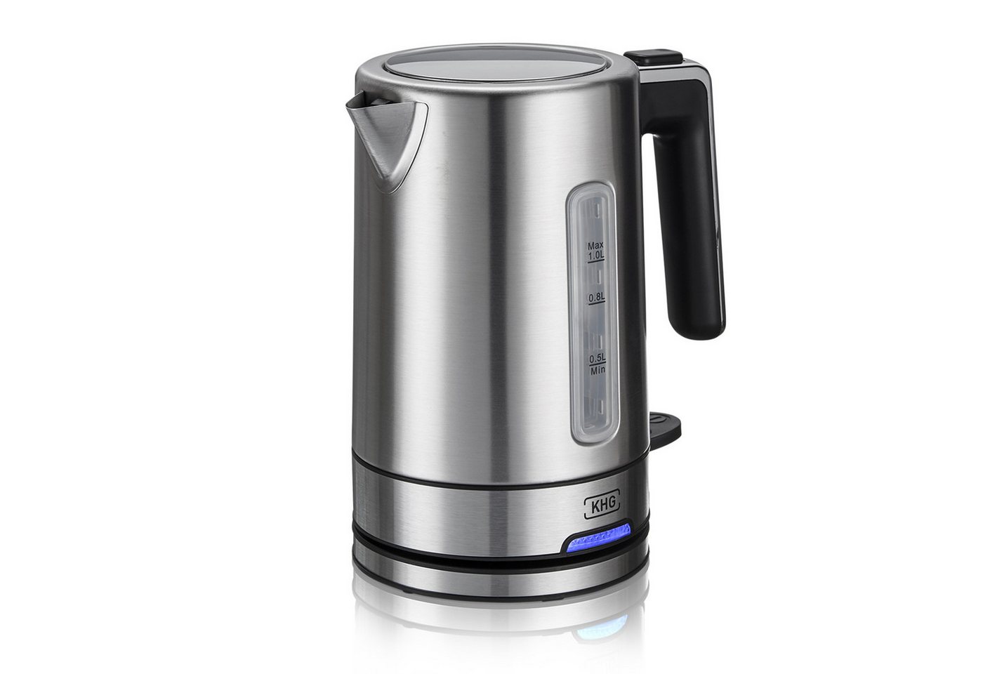 KHG Wasserkocher WK-105 ES aus Edelstahl, 1 Liter Fassvermögen, Abschaltautomatik, 1 l