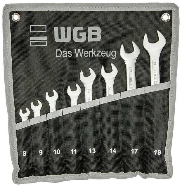 WGB BASIC PLUS Gabel- und Ringschlüssel »Ringmaulschlüssel-Satz« (Set, 8 St), Ringseite gekröpft