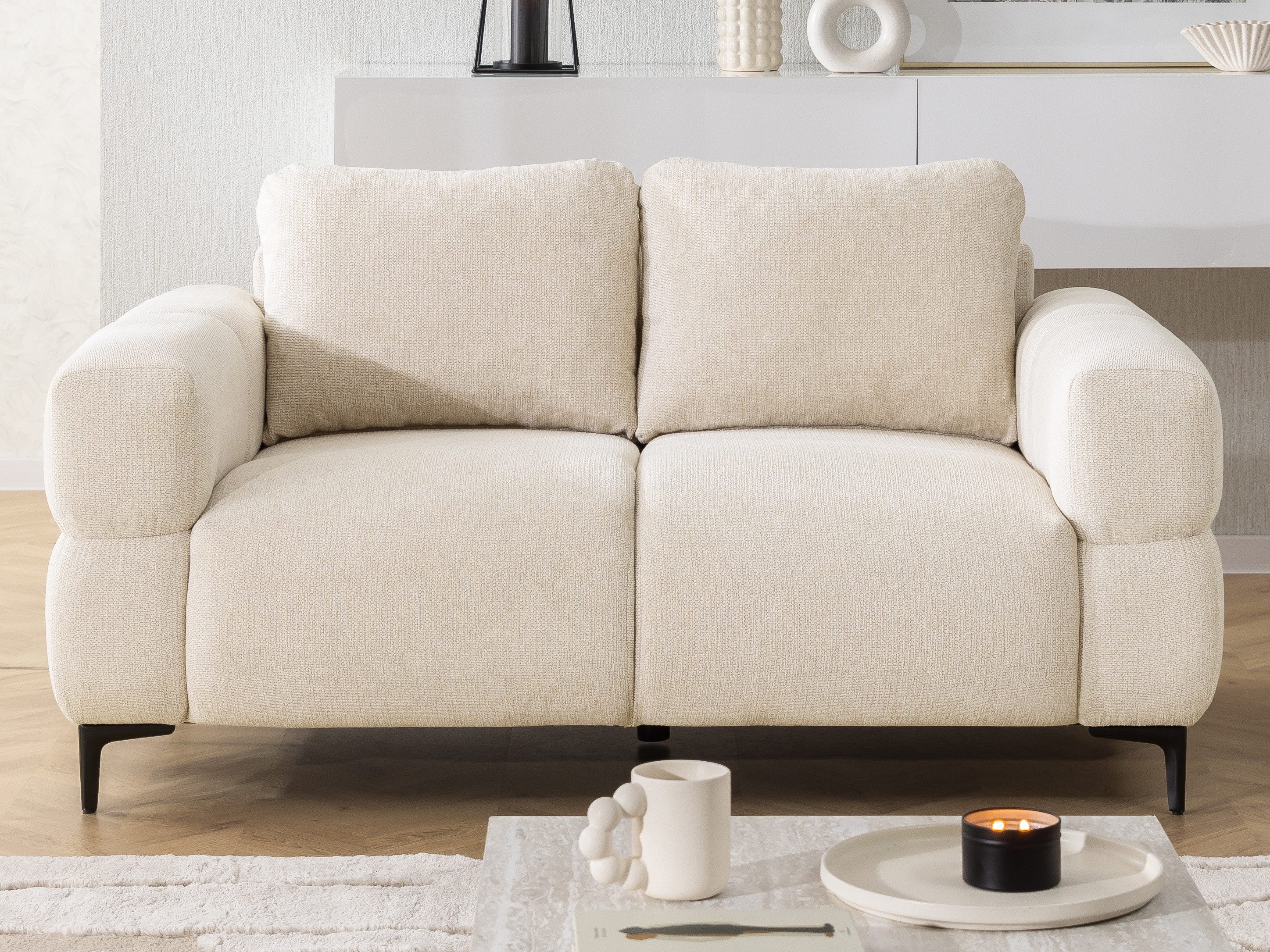 S-Style Möbel 2-Sitzer Sofa Cardea in Bubble-Optik aus weichem Strukturstof günstig online kaufen