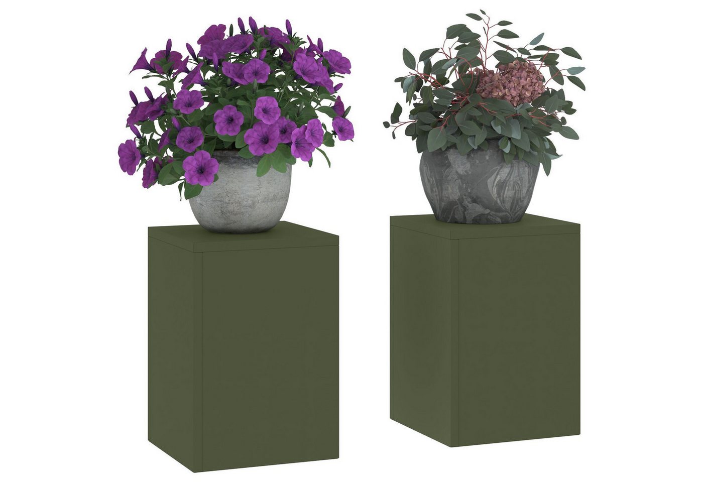 Thumbnail - vidaXL Blumenständer Outdoor-Pflanzensäulen 2 Stk. Olivgrün 24x24x35 cm Stahl (2 St)