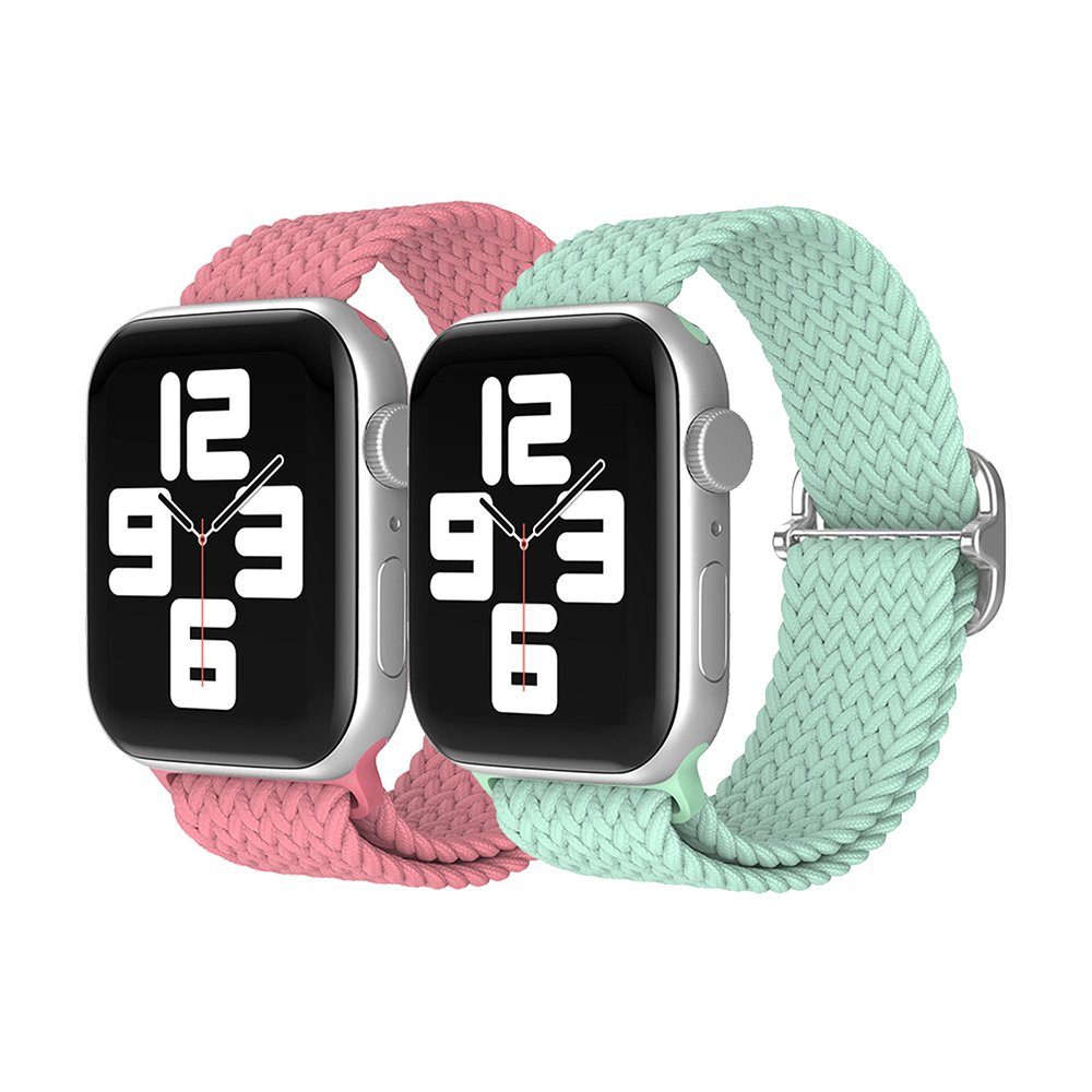GelldG Uhrenarmband Geflochtenes Armband Kompatibel mit Apple Watch, Nylon Armband rosa