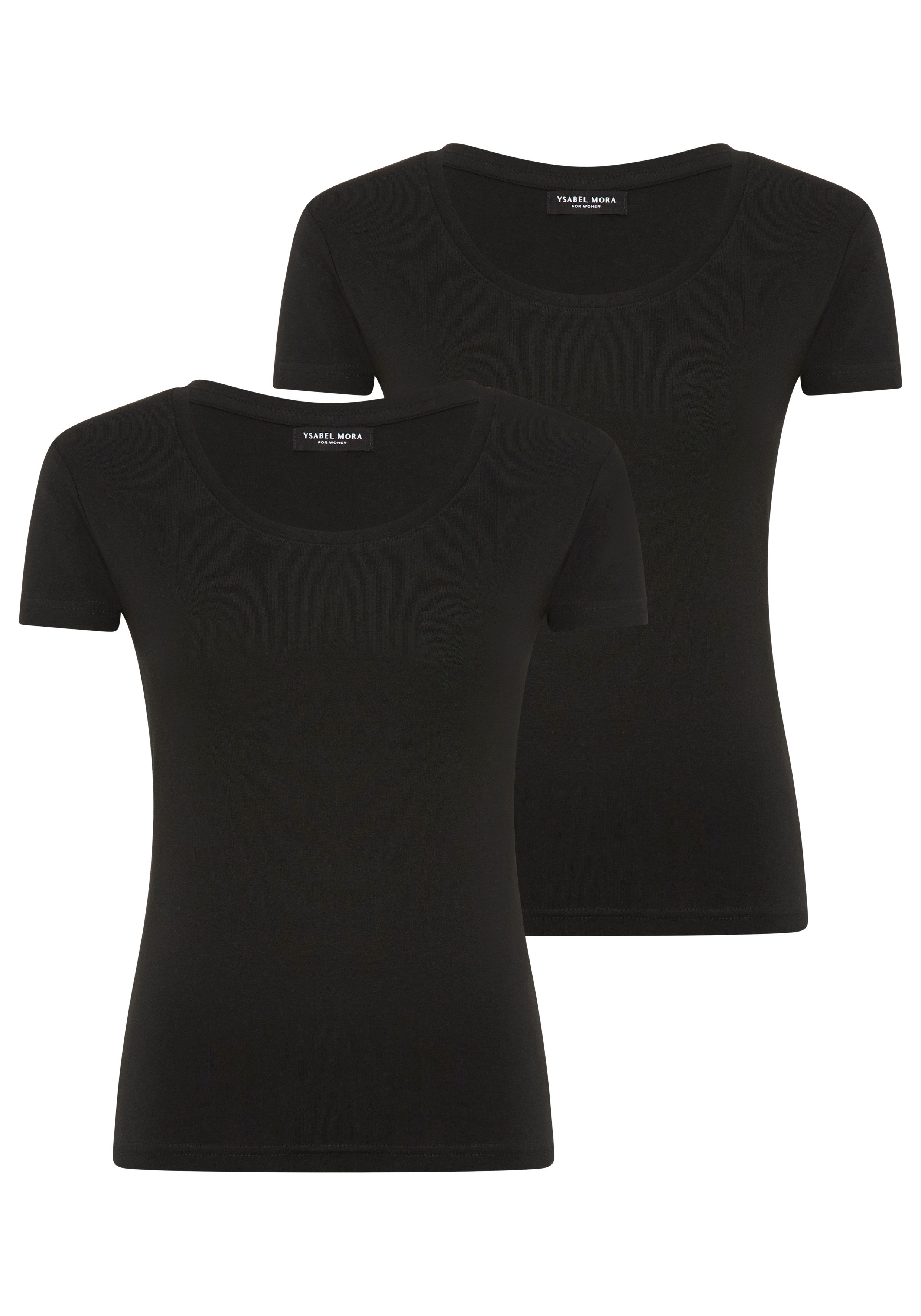 YSABEL MORA Kurzarmshirt (2er Pack) mit Rundhals, elastisch, Baumwollmix, weich, Basic