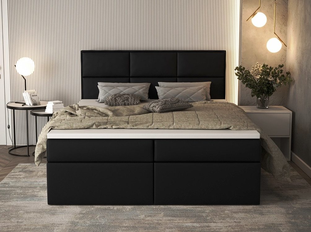 B&B Home Boxspringbett Boxbett Galla (H3 Matratze Bonellfederung, Kopfteil, Bettkasten und Topper)