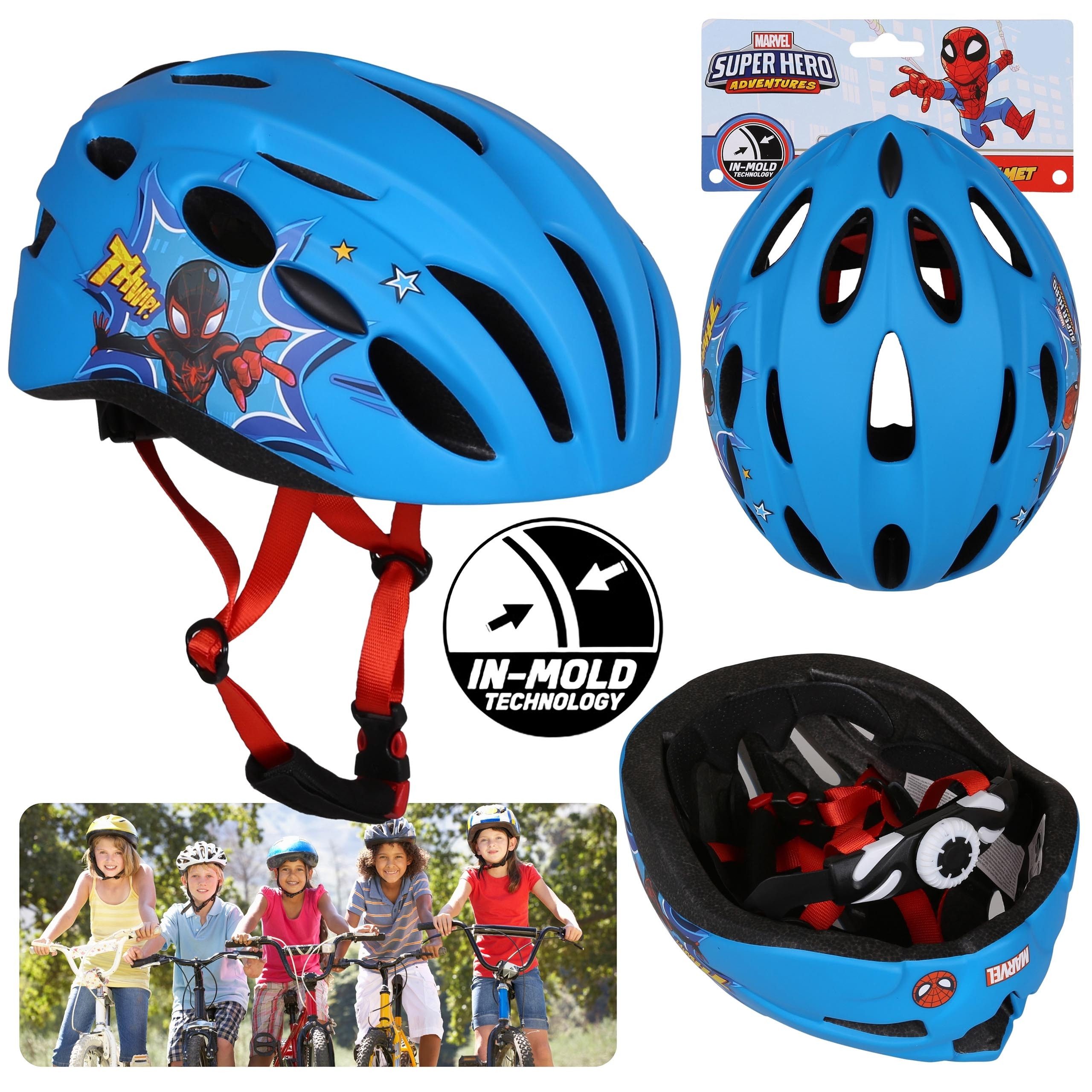 Sarcia.eu Kinderfahrradhelm MARVEL Spider-Man Kinderfahrradhelm IN-MOLD für Jungen 52-56cm