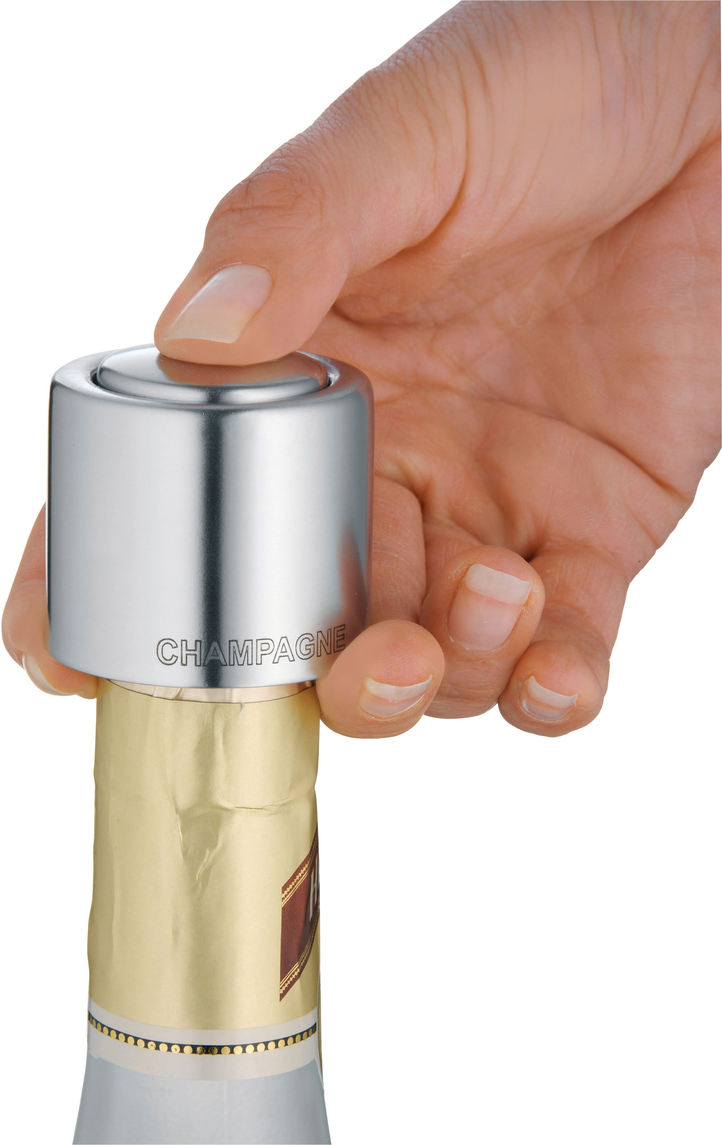 WMF Flaschenverschluss Clever & More, (1-tlg), Cromargan Edelstahl Rostfrei 18/10, luftdicht, auslaufsicher