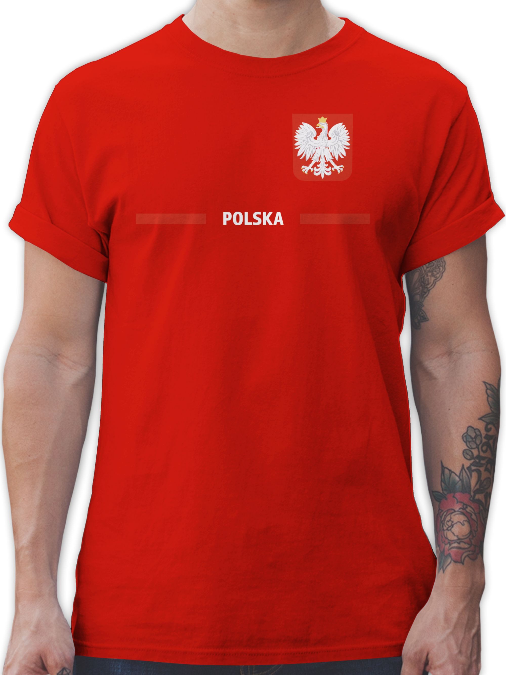 T-Shirt Polen Trikot Wappen, Polska mit Stolz, Polnisches Fan-Motiv