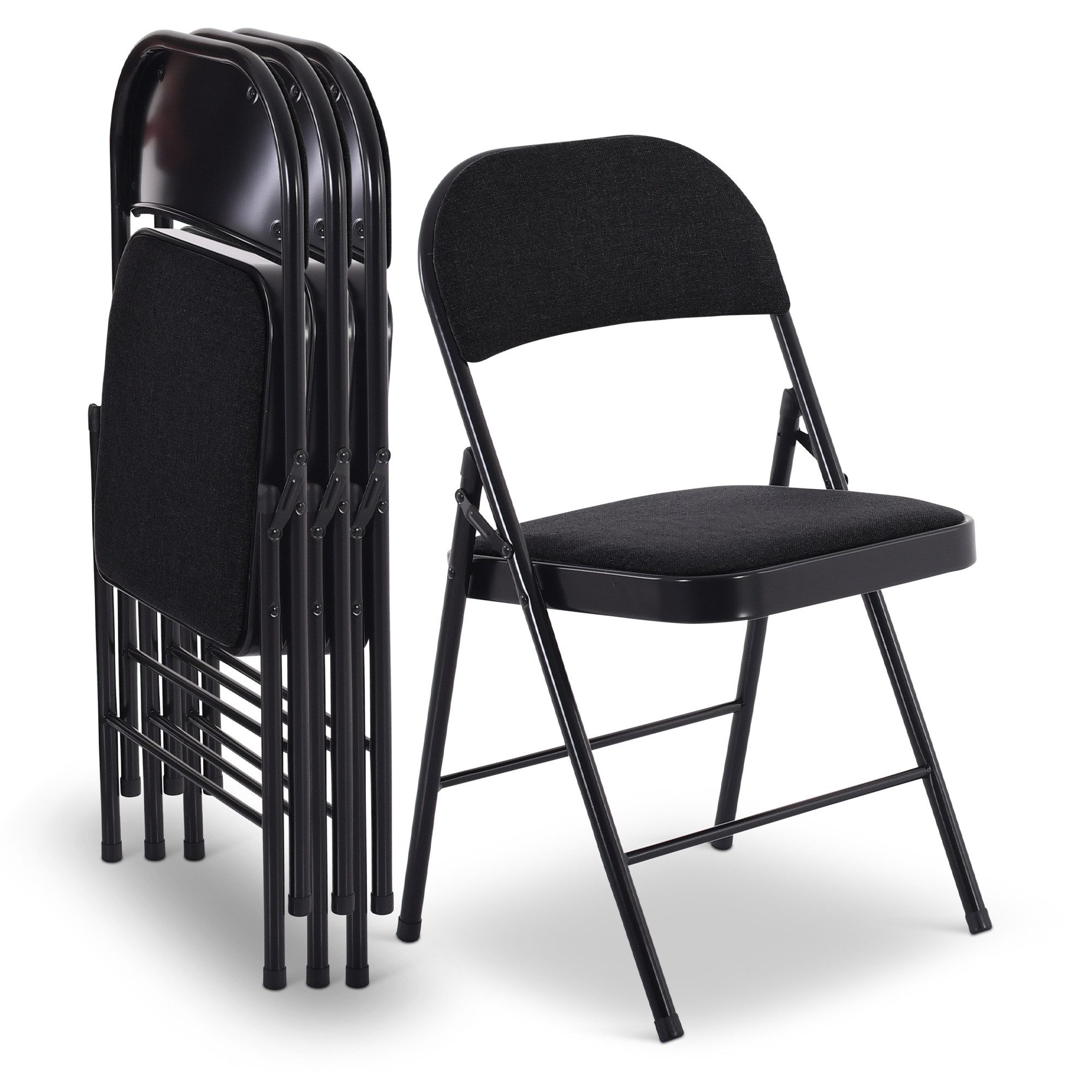 Raburg Klappstuhl Gästestuhl, Stoffbezug, praktischer & kompakter Konferenz-Stuhl, Elias (4er-Set), stabiler Metallrahmen in Schwarz
