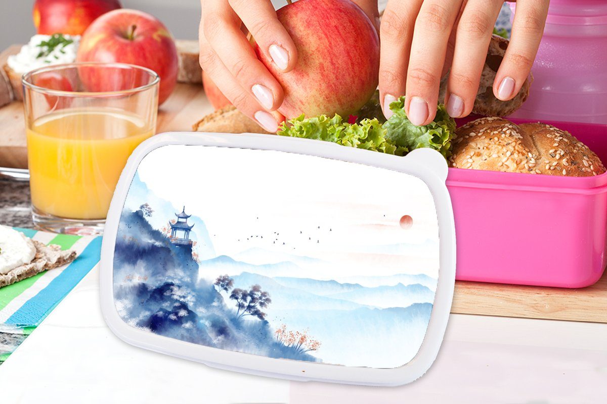 Ölfarbe Kunststoff - Erwachsene, Brotbox Lunchbox MuchoWow Brotdose rosa - Snackbox, Natur, Mädchen, (2-tlg), Kinder, Kunststoff, Malerei für