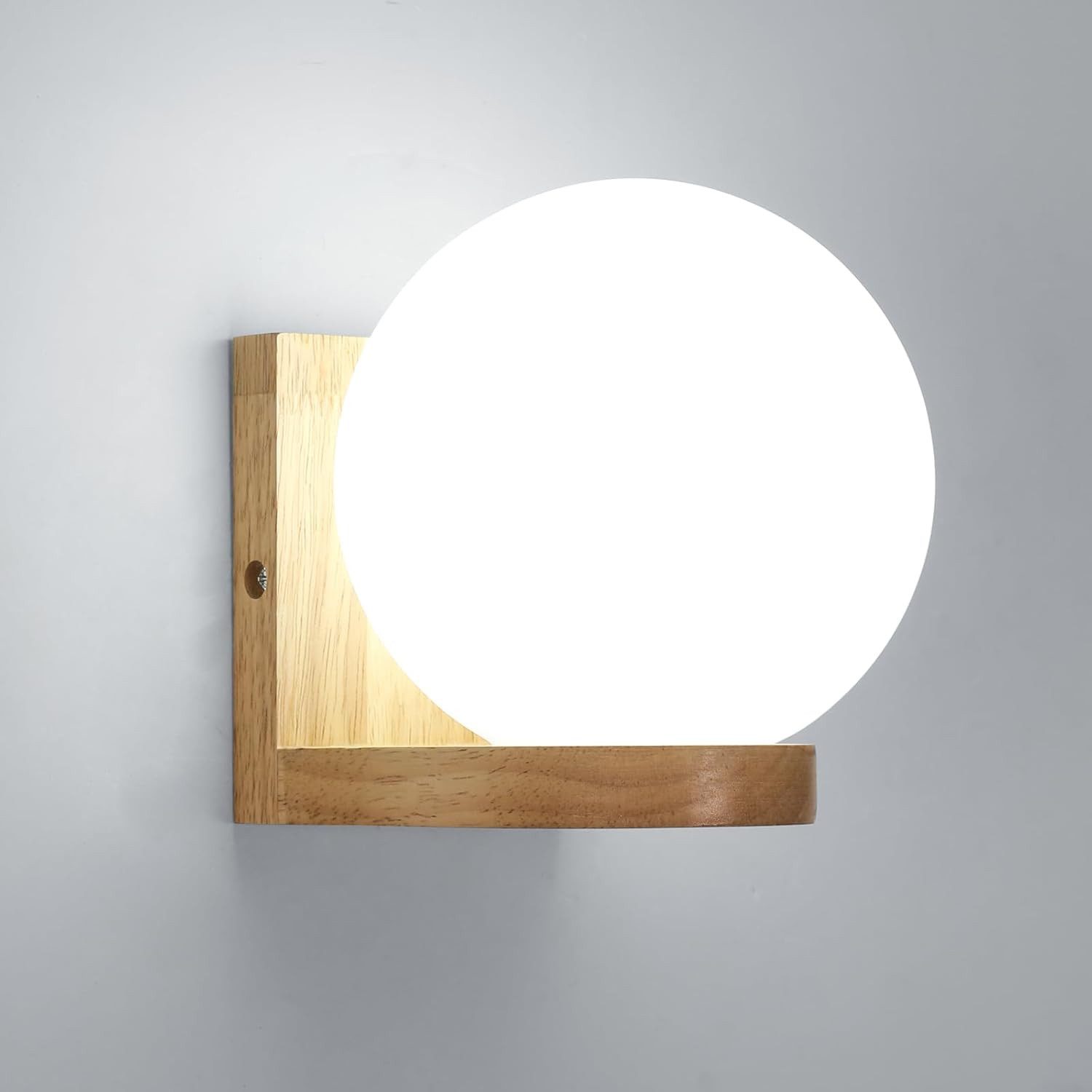 Riserva Wandleuchte Skandinavische Wandleuchte aus Holz Rund mit E27 Fassung, LED wechselbar