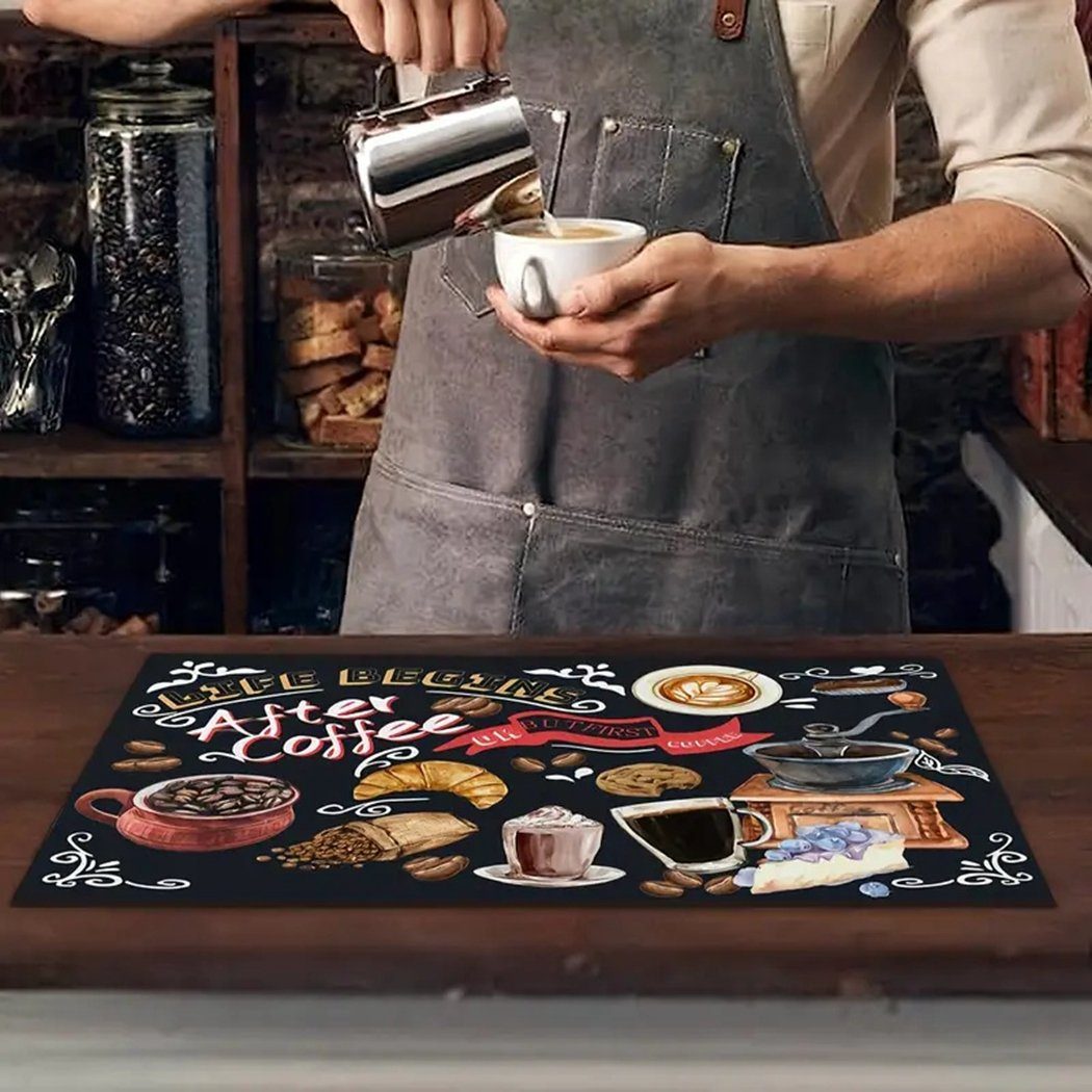 TUABUR Becheruntersetzer Kaffeematte, Geschirr-Trockenmatte, saugfähige Geschirrmatte weiß Schwarz und