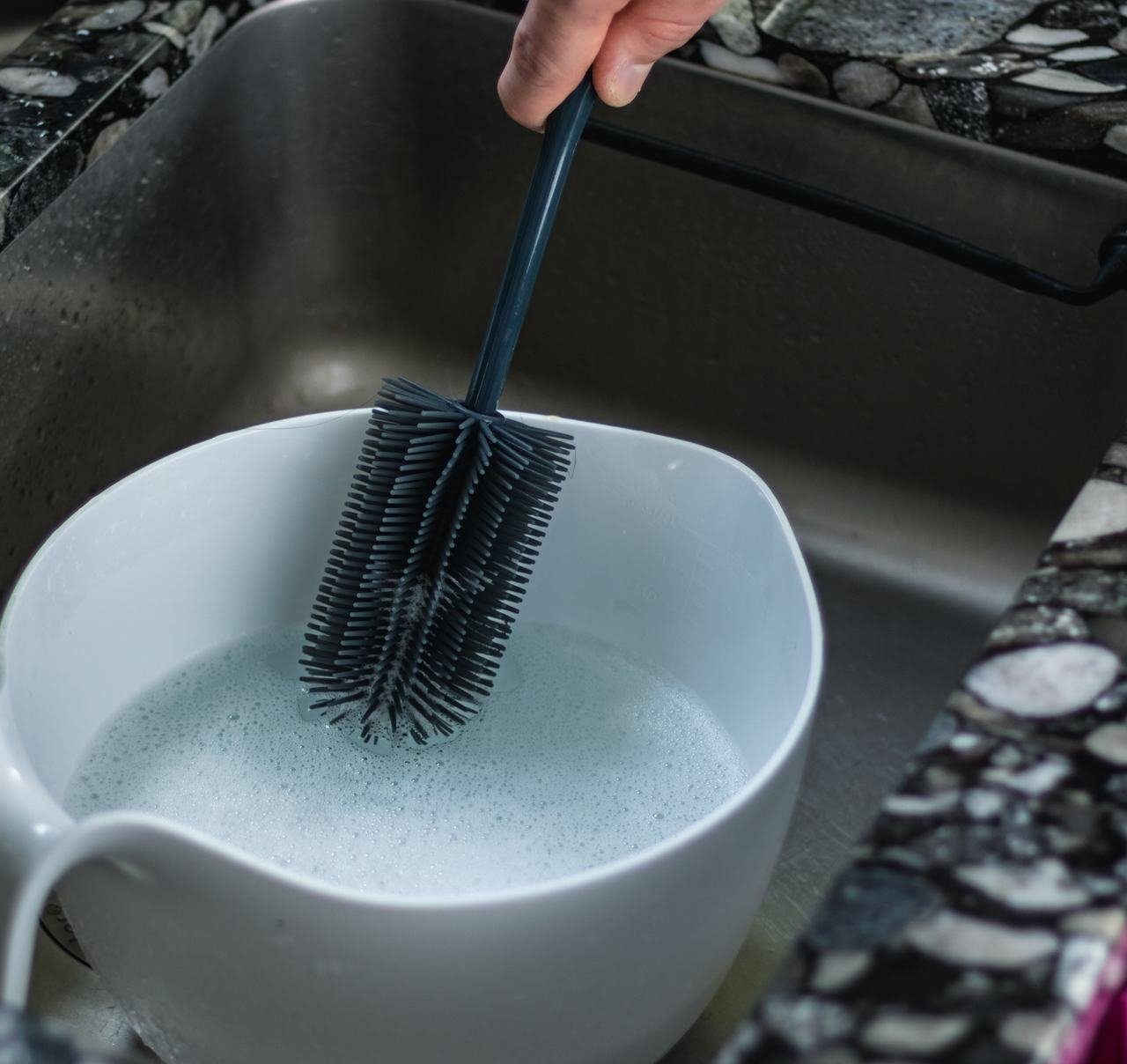 Hygienisch Kochblume Silikon Reinigungsbürste Spülbürste, hellblau