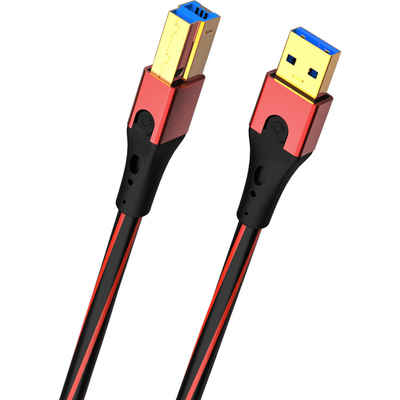 Oehlbach »USB-Evolution B3 - hochwertiges USB-Kabel 3.0 USB-A auf USB-B (Streaming, DAC, Drucker) schwarz/rot 0,50m« USB-Kabel, (50 cm)