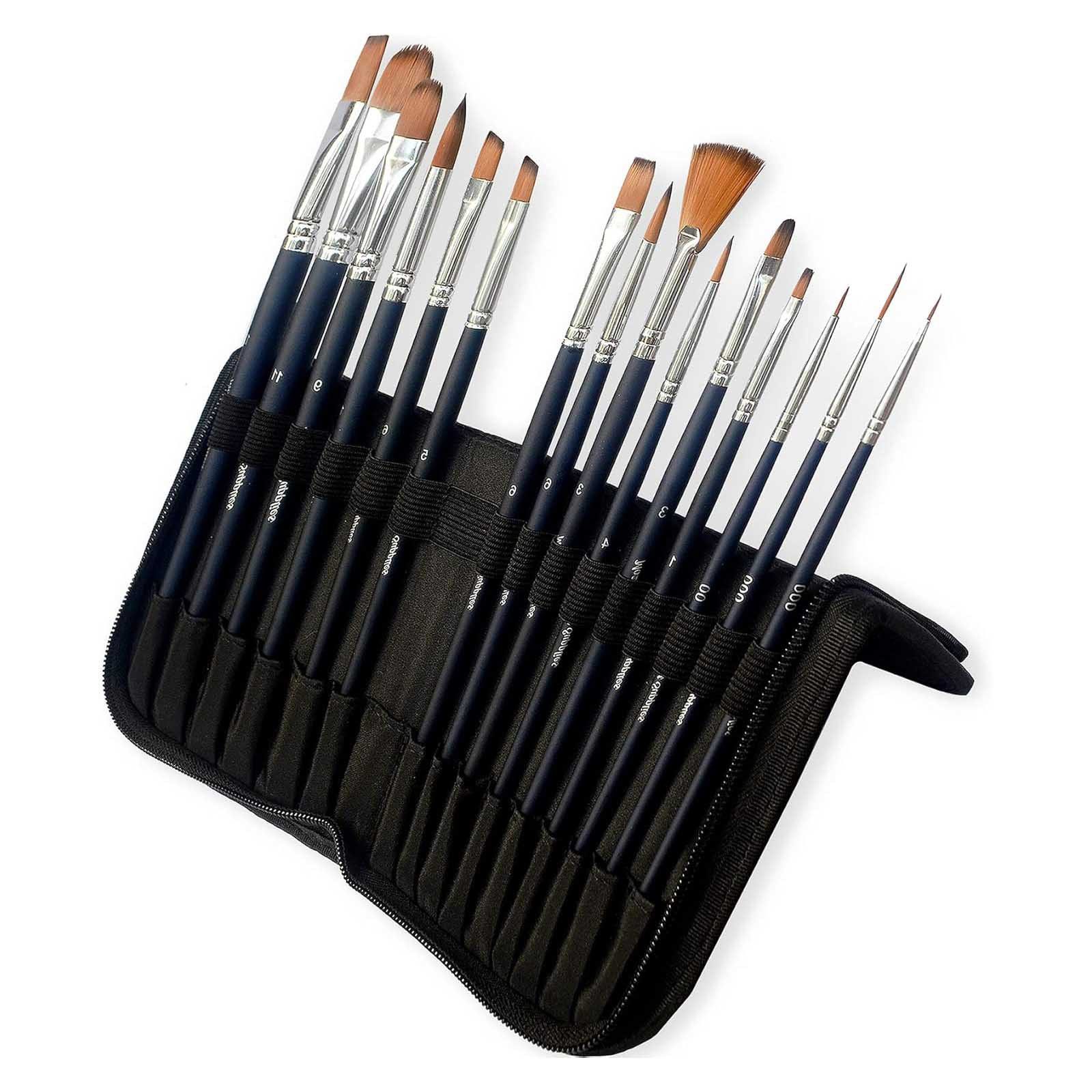 MozArt Supplies Malpinsel 15er Set Premium Malpinsel Aquarellpinsel Künstlerpinsel, Nylon Größe Pinsel 000–12