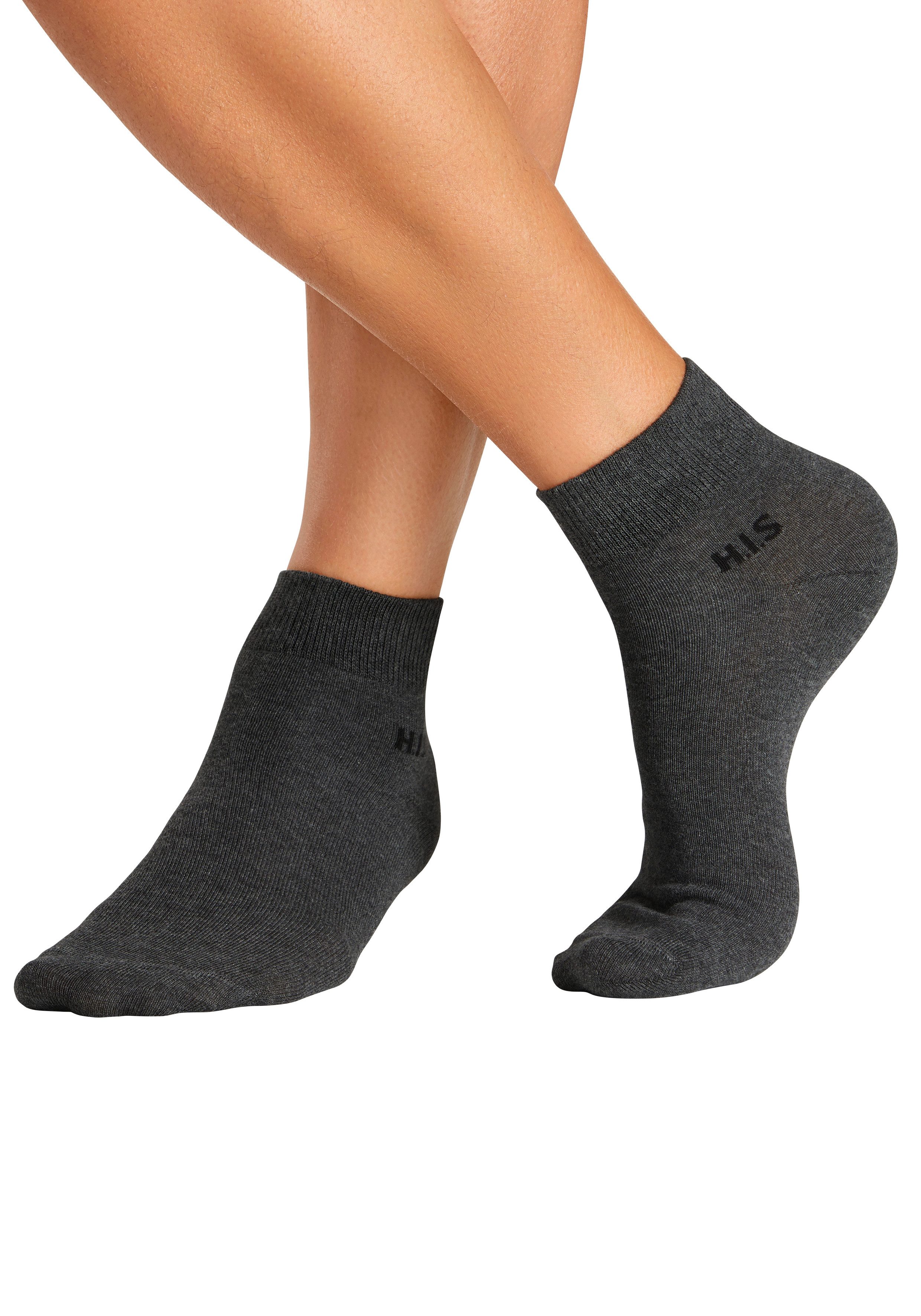 H.I.S Kurzsocken Kurzschaft Socken Herren, zum einfachen Sortieren (Packung, 10-Paar, Quarter socken bis Gr. 48) mit farbigem Innenbund – Bild 3 von 5