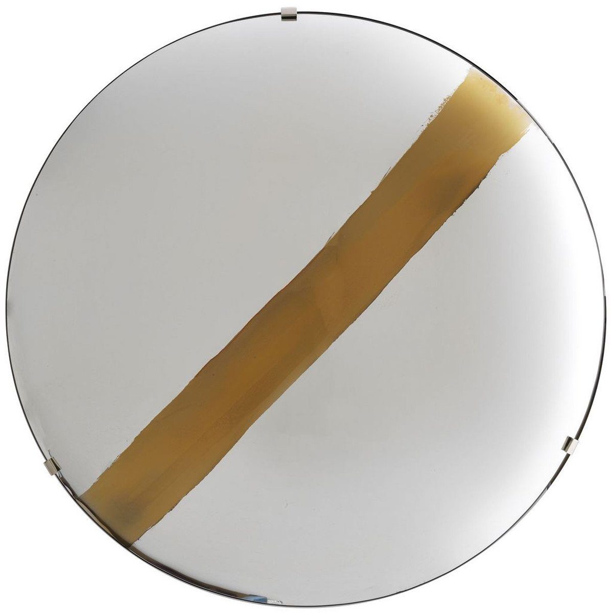 Casa Padrino Spiegel Luxus Spiegel mit goldenem Streifen Ø 119 cm - Runder konkaver Wandspiegel mit Wandhalterung - Luxus Kollektion