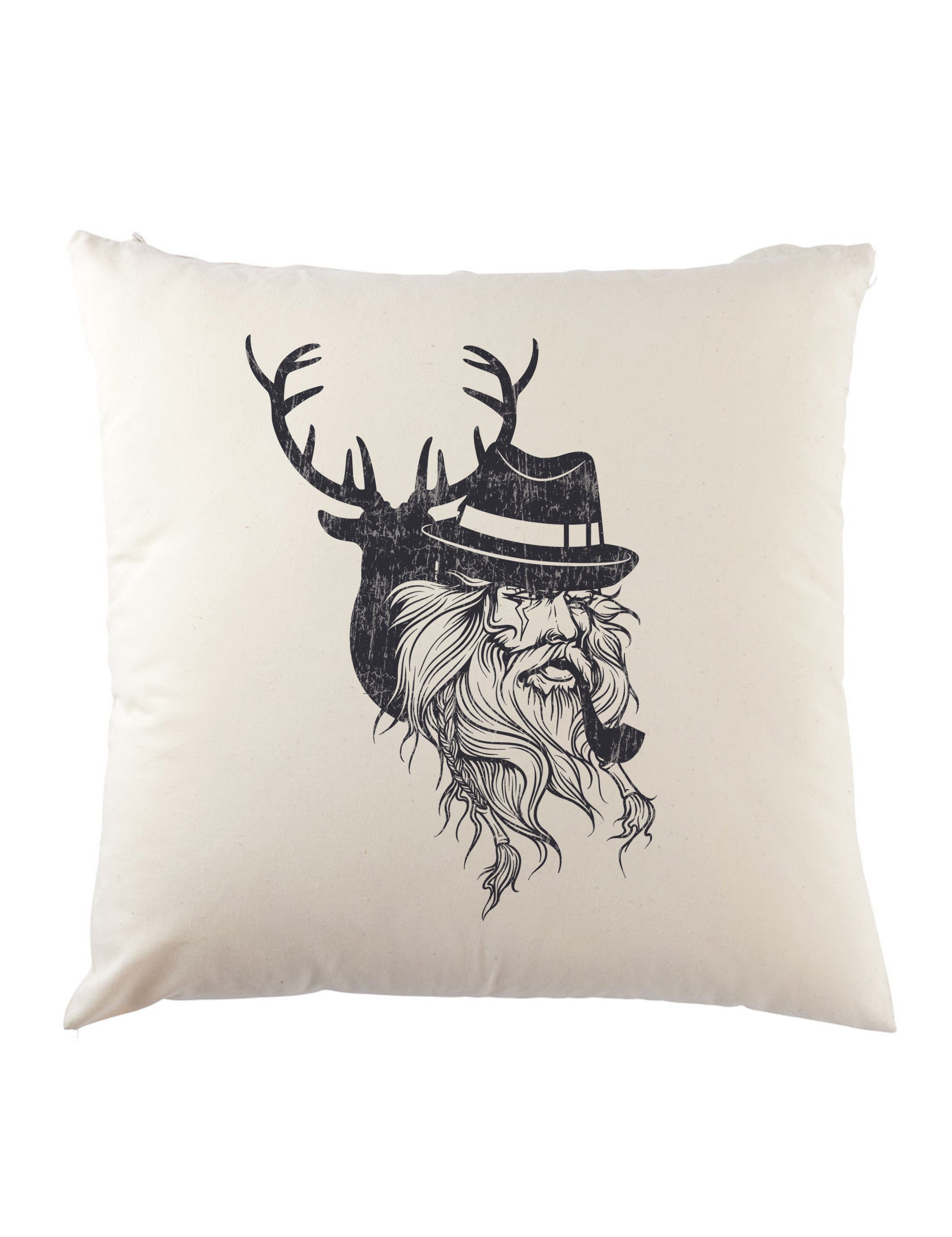 Urban Backwoods Dekokissen Odin Hipster Deer Dekokissen Odhin Fun Nerd Beard Bart Jäger Jagd, Vikings Wikinger Thor Vollbart