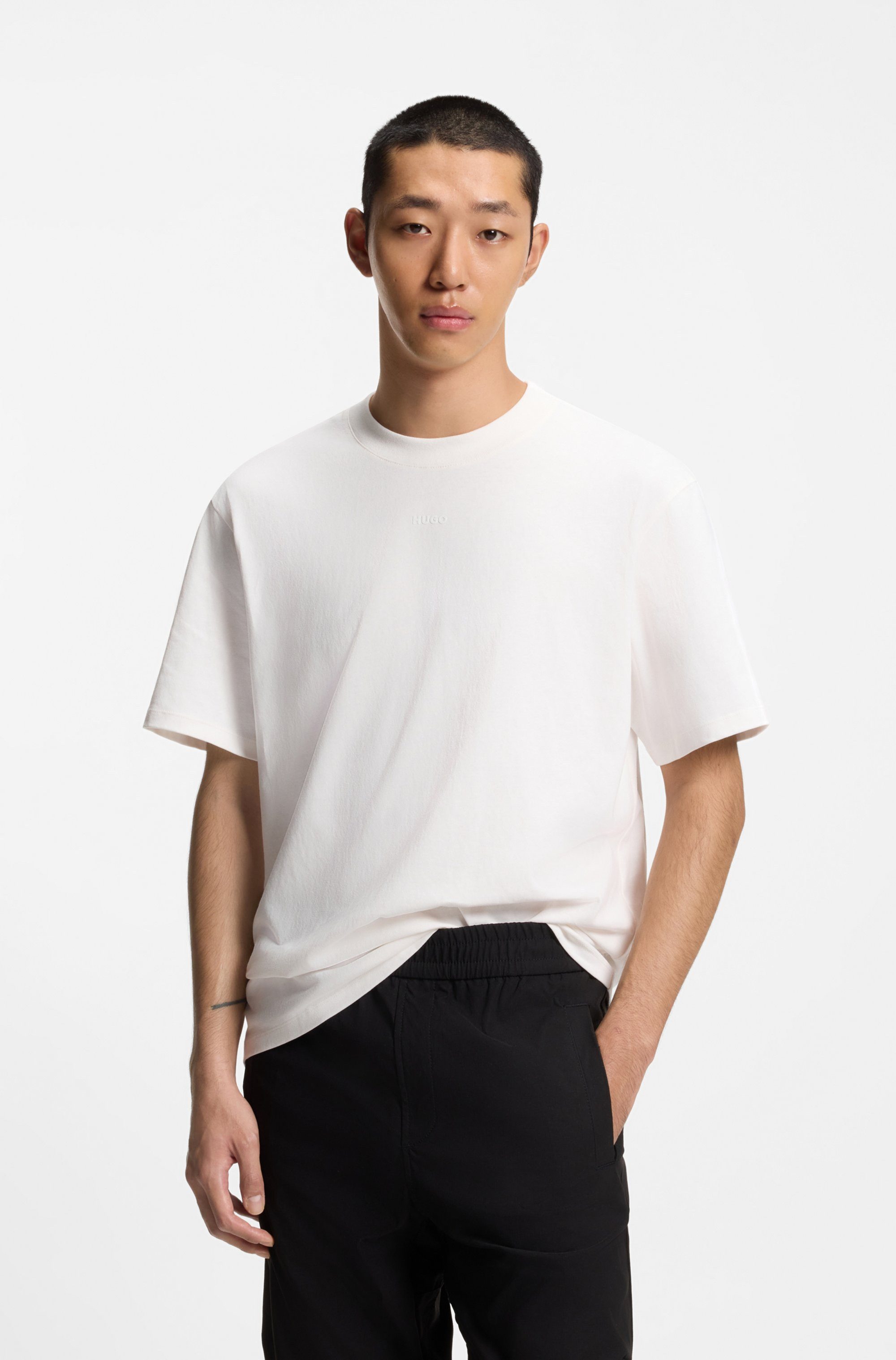 HUGO T-Shirt Rundhalsausschnitt, Relaxed Fit, Logo-Print günstig online kaufen