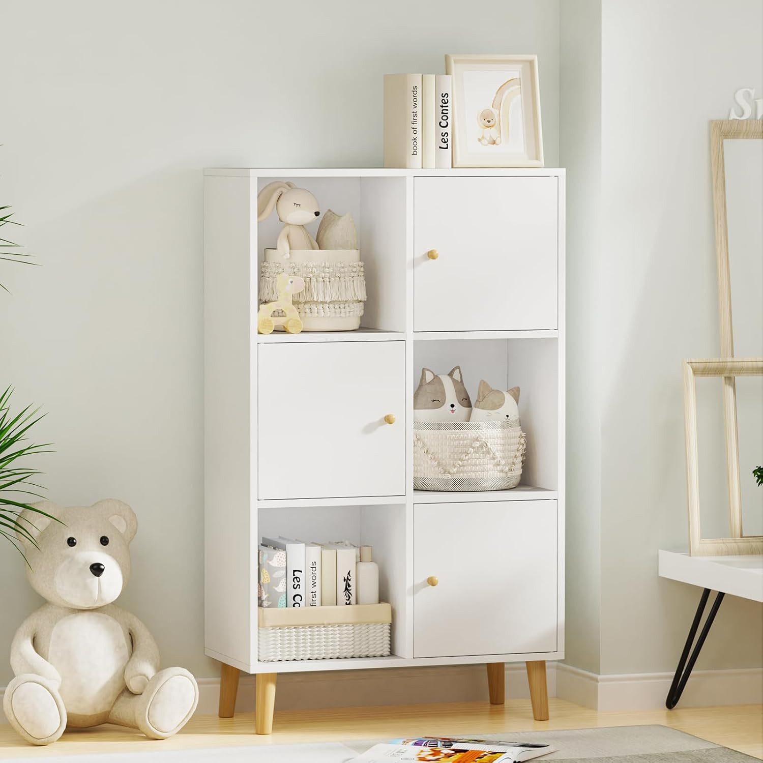 JEOBEST Bücherregal Bücherschrank mit 3 Türen, günstig online kaufen