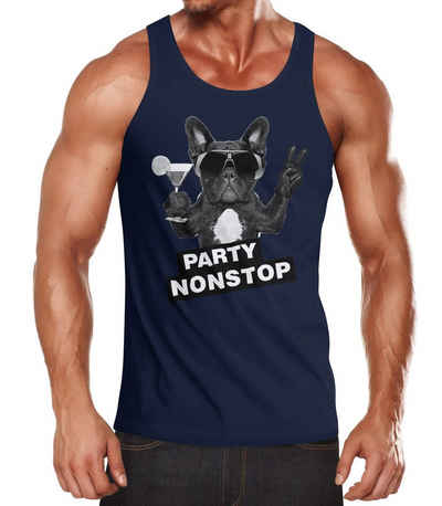 Neverless Tanktop Party Herren Tank-Top Nonstop Mops French Bulldog Muskelshirt Muscle Shirt Neverless® mit Print