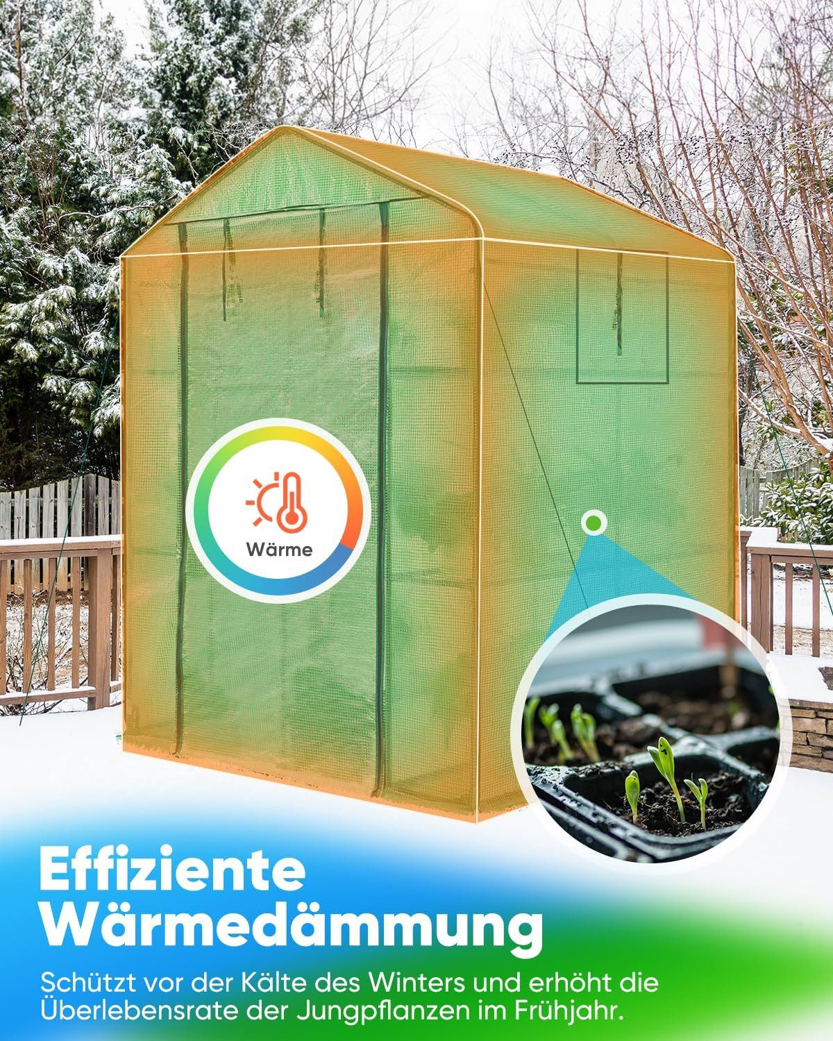 Thumbnail - DOTMALL Tomatengewächshaus Gewächshaus 143x143x195cm,Stabil Foliengewächshaus